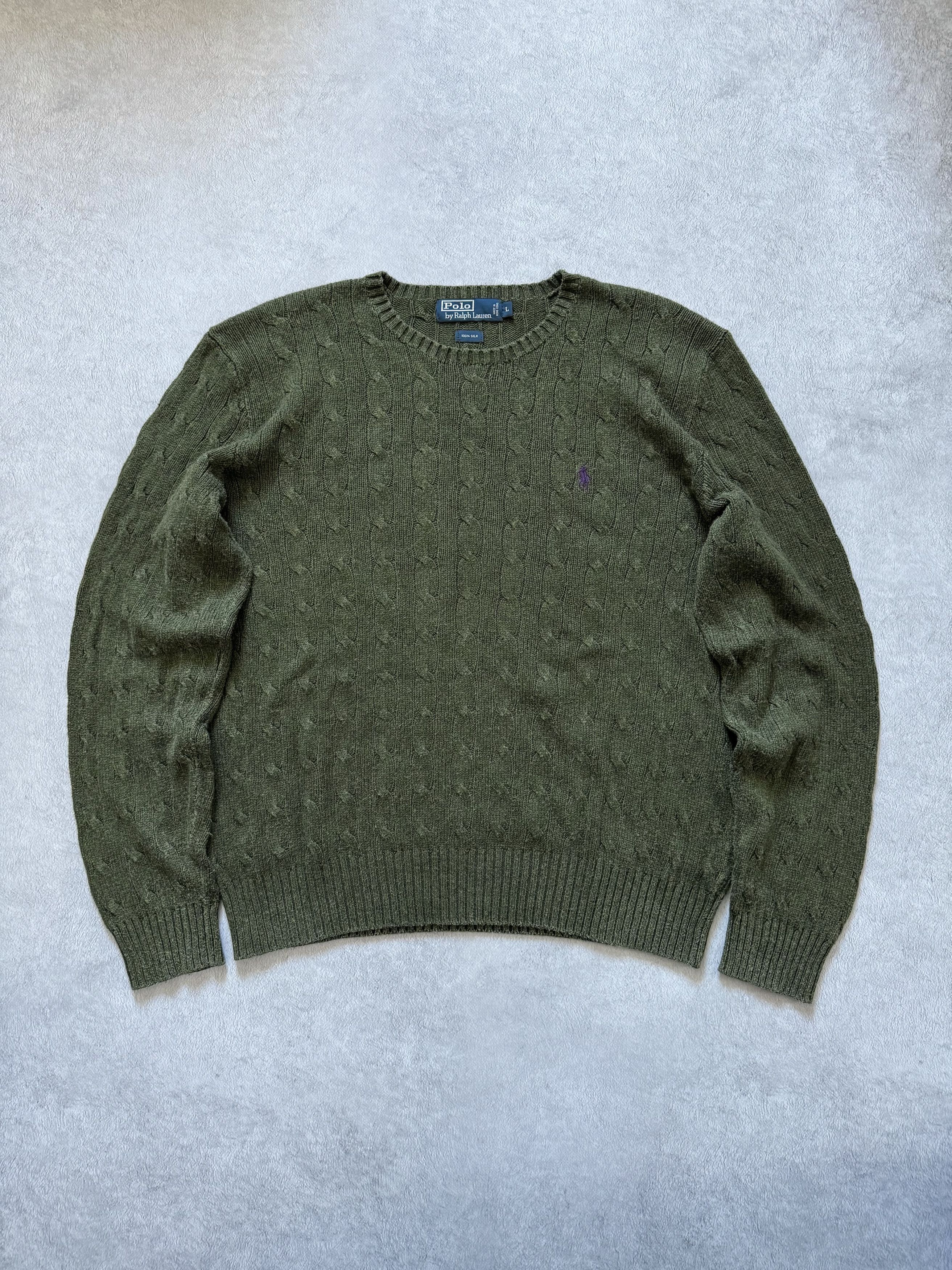 Polo Ralph Lauren Vintage 90s Polo Ralph Lauren Tussah Silk Cable Knit Sweater Size US L / EU 52-54 / 3 - 1 Thumbnail