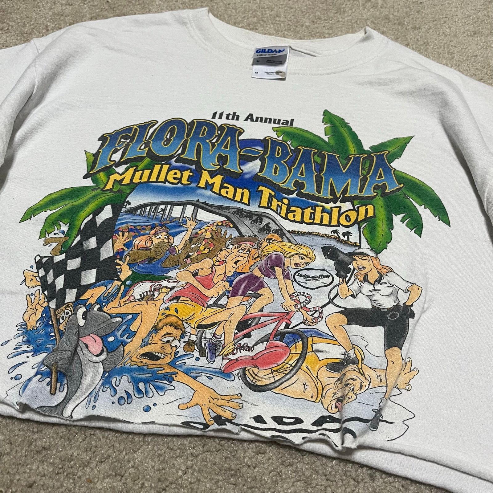 Gildan Flora-Bama Mullet Man Graphic T-Shirt Cropped Funny Cartoon Size US M / EU 48-50 / 2 - 3 Thumbnail