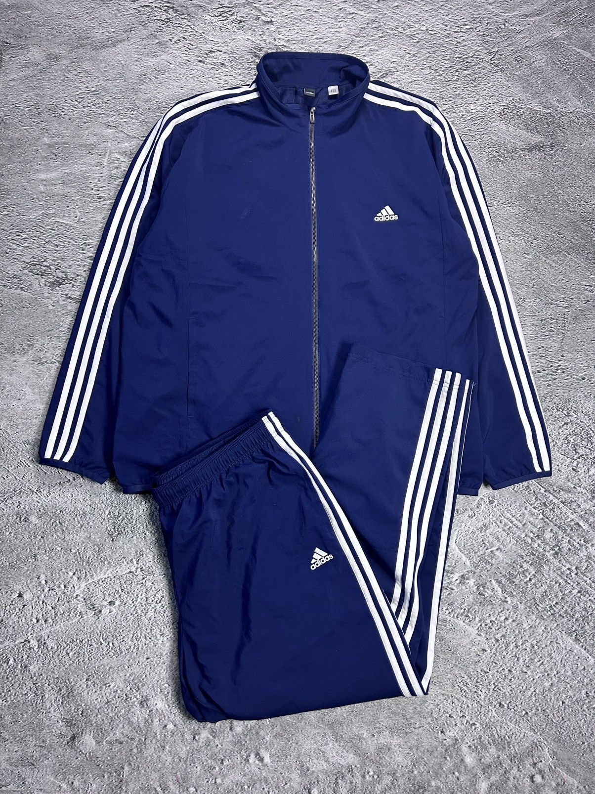 Adidas Adidas track suit vintage navy blue nylon track pants drill Size US XXL / EU 58 / 5 - 1 Thumbnail