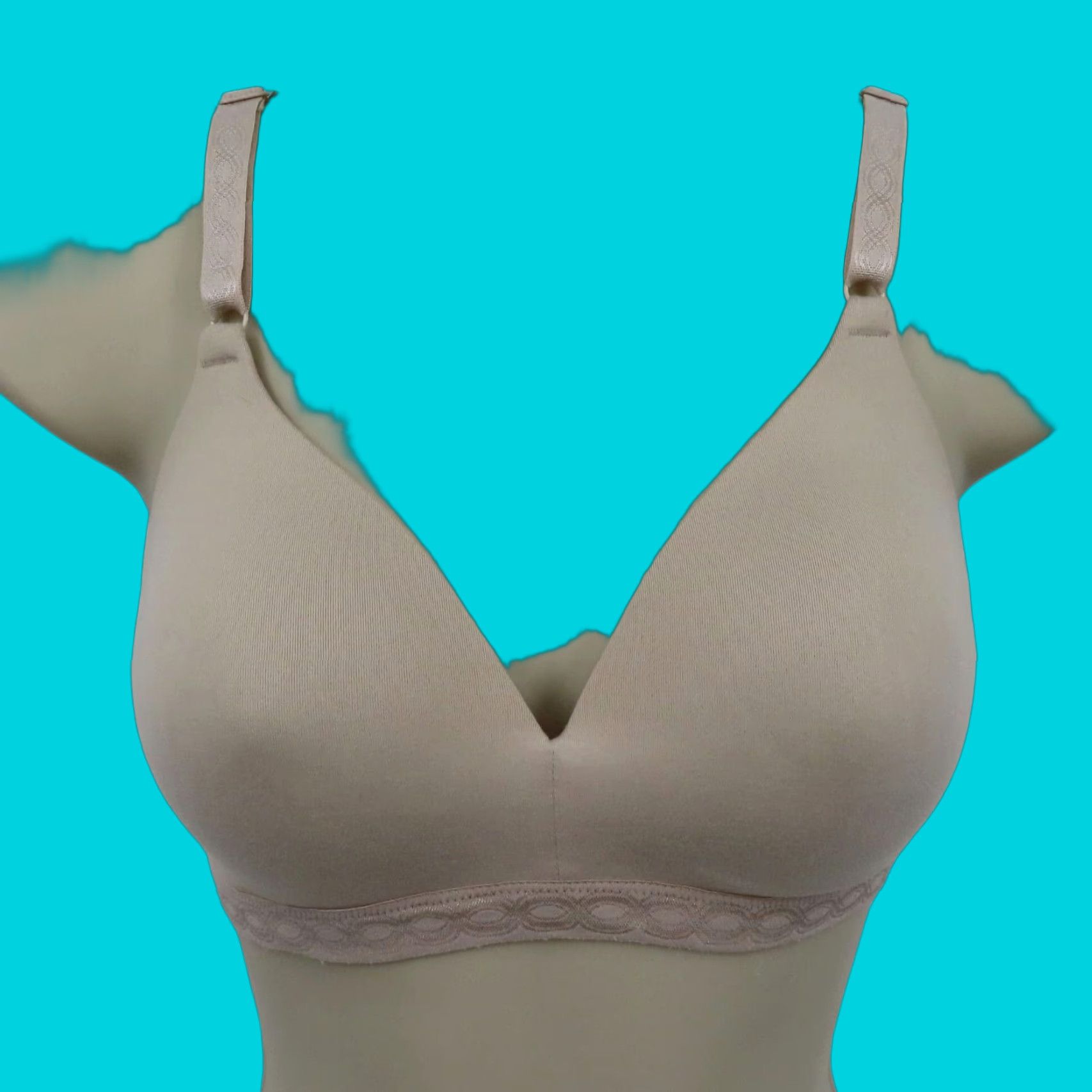 Vintage Warners Cloud 9 Super Soft Wireless Lightly Lined Comfort Bra 34C Pink Beige Womens Bra T-Shirt Style Size ONE SIZE - 1 Thumbnail