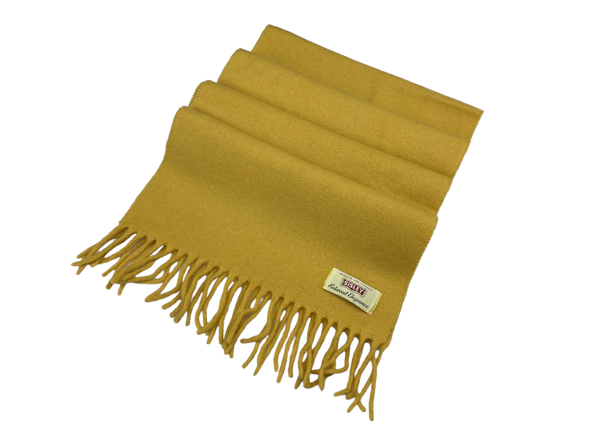 Sisley × Vintage Sisley Mustard Wool Scarf Vintage Italian Made Winter Acces Size ONE SIZE - 4 Thumbnail