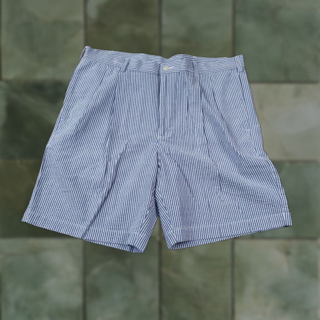 Jos. A. Bank Jos. A. Bank Shorts Mens 40 Blue White Seersucker Pleated Cotton Chino Casual Size US 40 / EU 56 - 1 Thumbnail