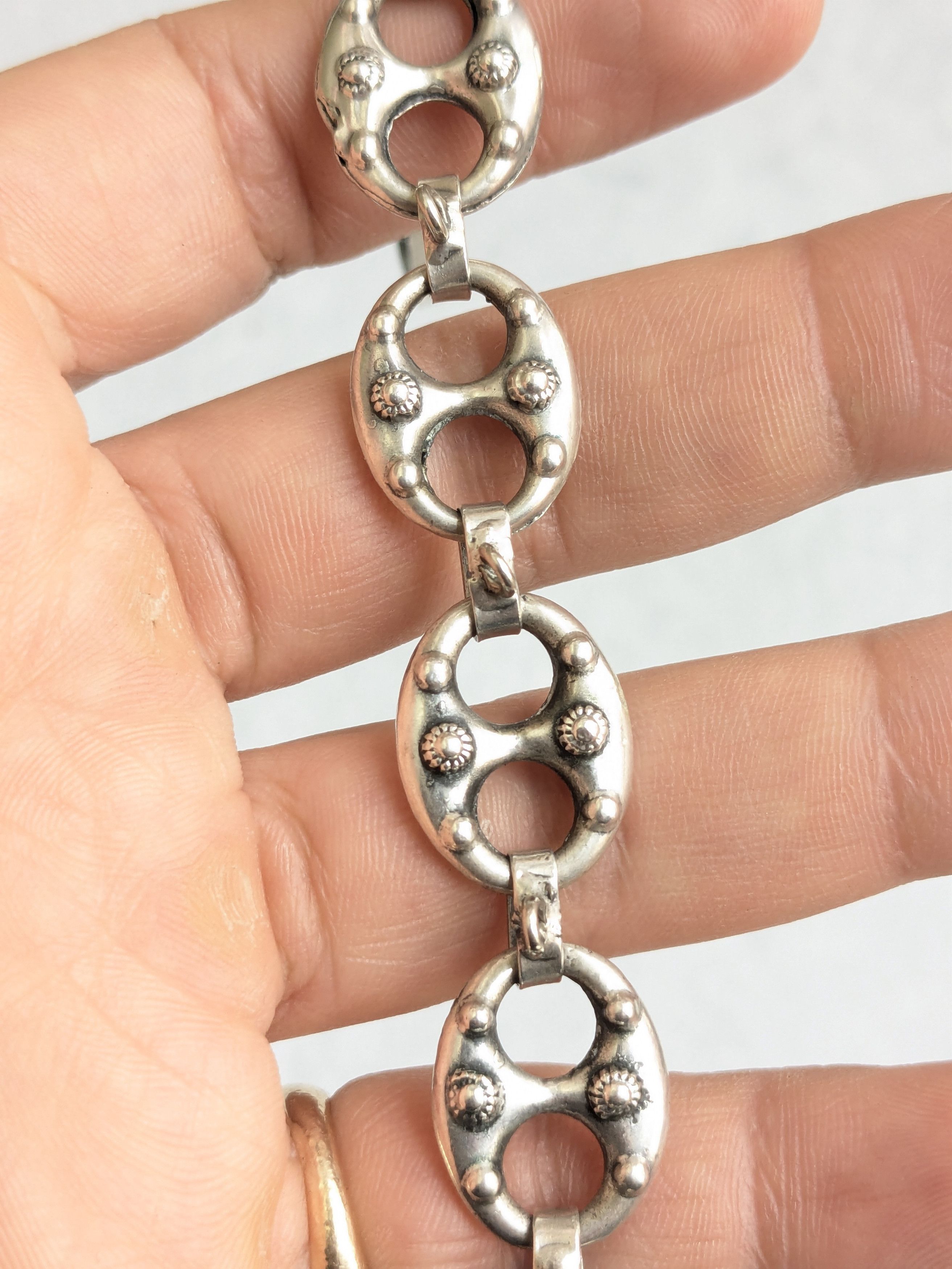 Jewelry .800 Silver Bracelet Anchor Mariner Puffy Hollow 7.25" Size ONE SIZE - 11 Thumbnail