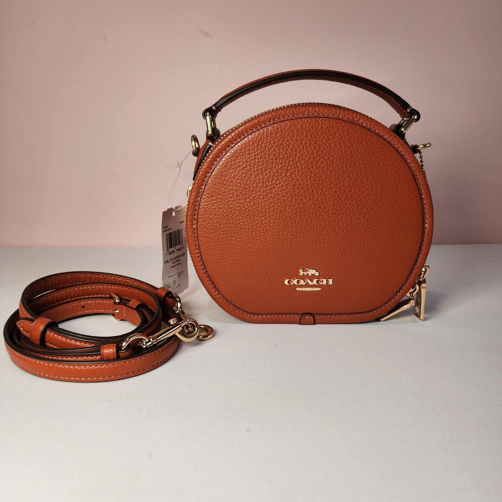 image of Coach Co987 Canteen Crossbody Refined Pebble Leather Sunset in Orange, Women's