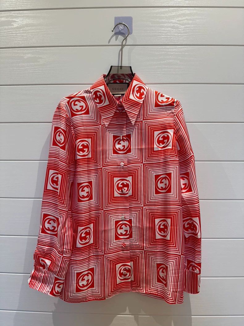 Gucci Gucci Size 38 SS22 double G plaid logo shirt 2503-Nextarro Size US XS / EU 42 / 0 - 1 Thumbnail