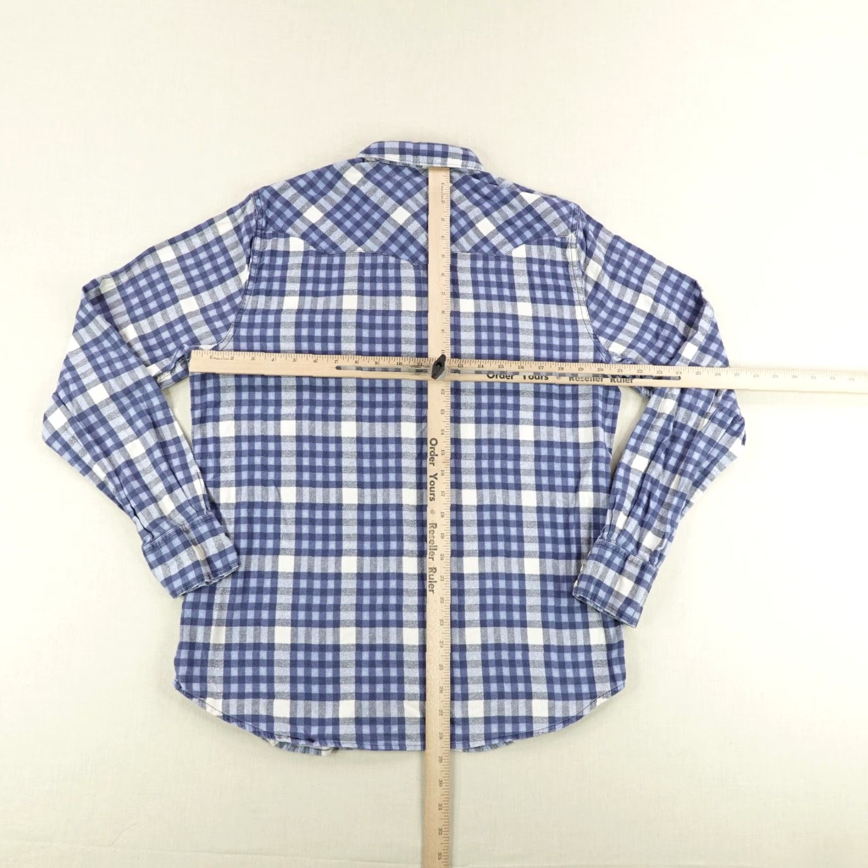 Ralph Lauren Ralph Lauren Denim & Supply Shirt Men Medium Blue & White Plaid Flannel Western Pearl Snap Mens Size US M / EU 48-50 / 2 - 6 Thumbnail
