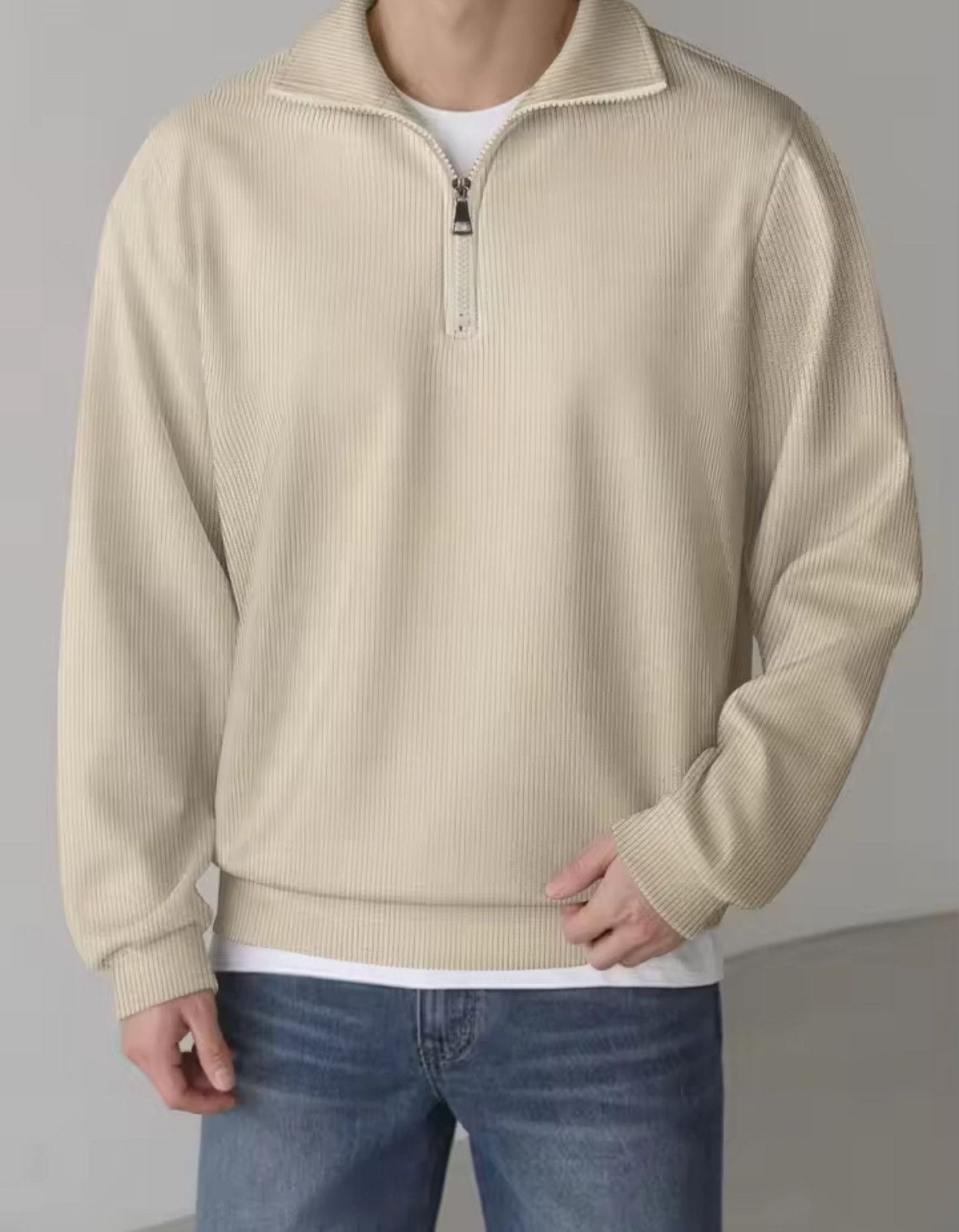 Other Trendy Corduroy Half Zipper Casual Sports Long Sleeved shirt Size US XL / EU 56 / 4 - 1 Thumbnail