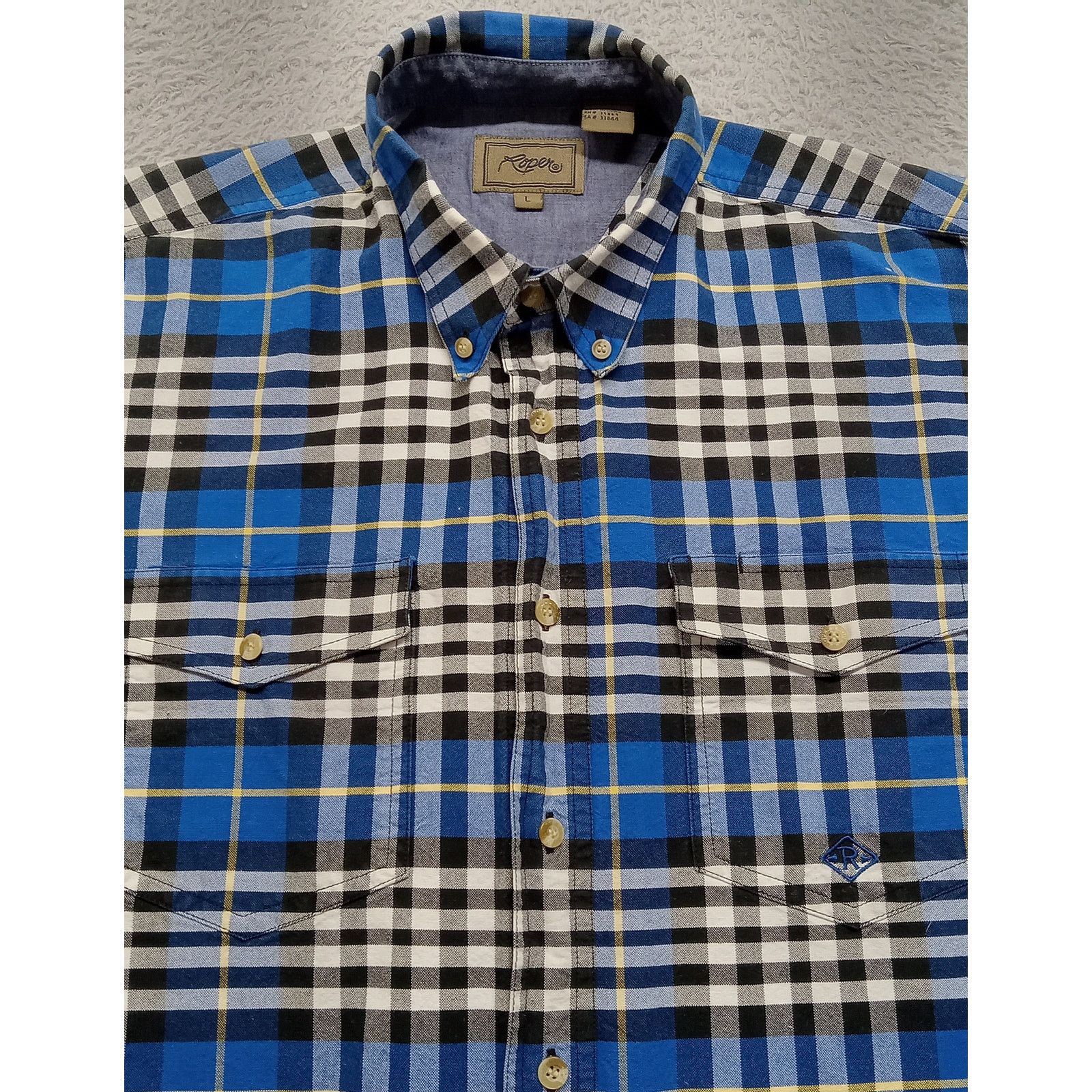 Roper Roper Shirt L Men's Long Sleeve Button Front Blue Plaid Size US L / EU 52-54 / 3 - 2 Thumbnail