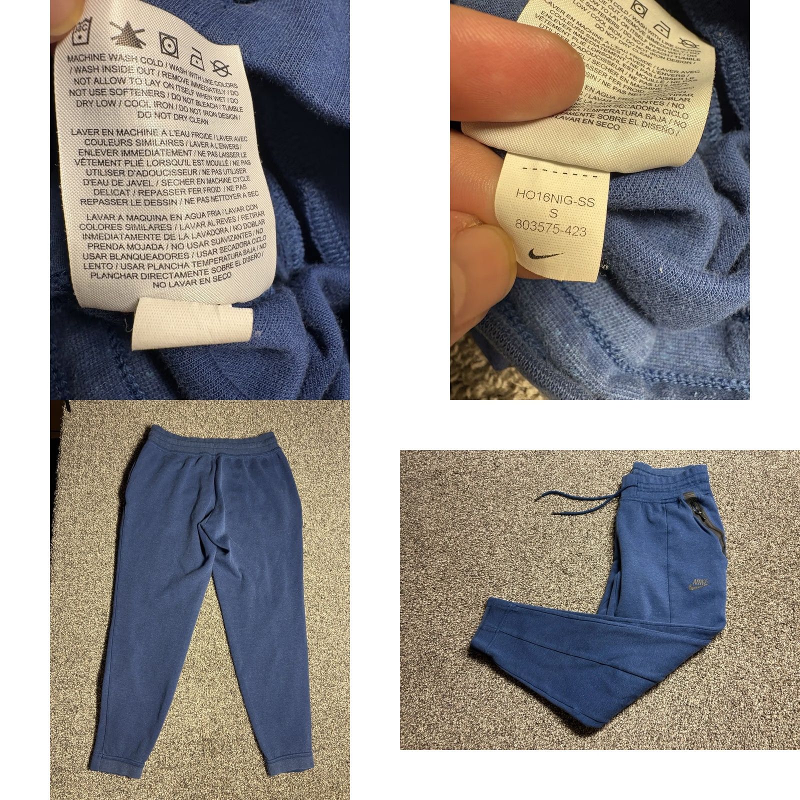 Nike VINTAGE NIKE Tech Sweatpants Women Small Blue Fleece Lined 803575 Size 28" / US 6 / IT 42 - 8 Thumbnail