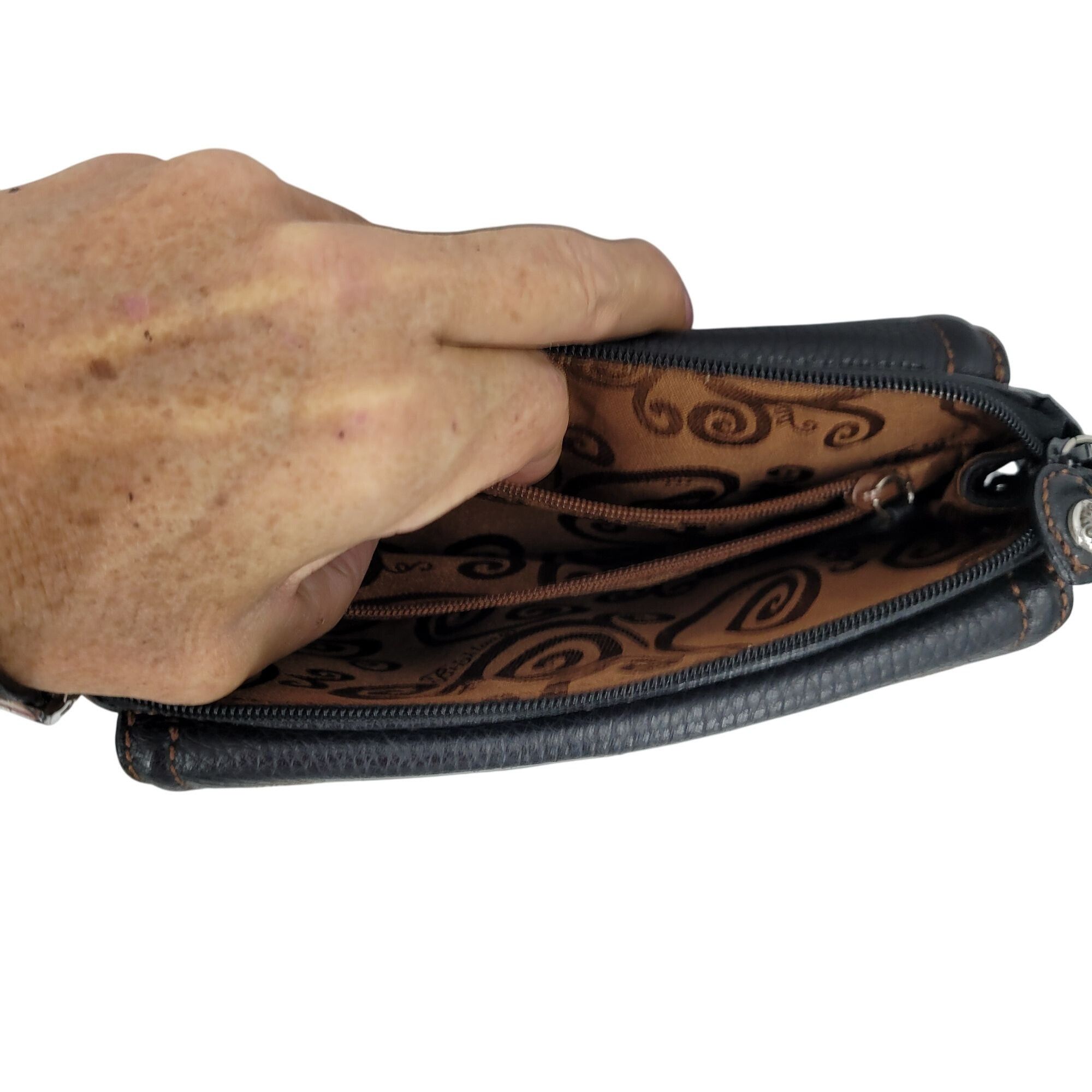 Brighton Brighton Black Leather Crossbody Embroidered Multiple Pocket Size ONE SIZE - 10 Thumbnail
