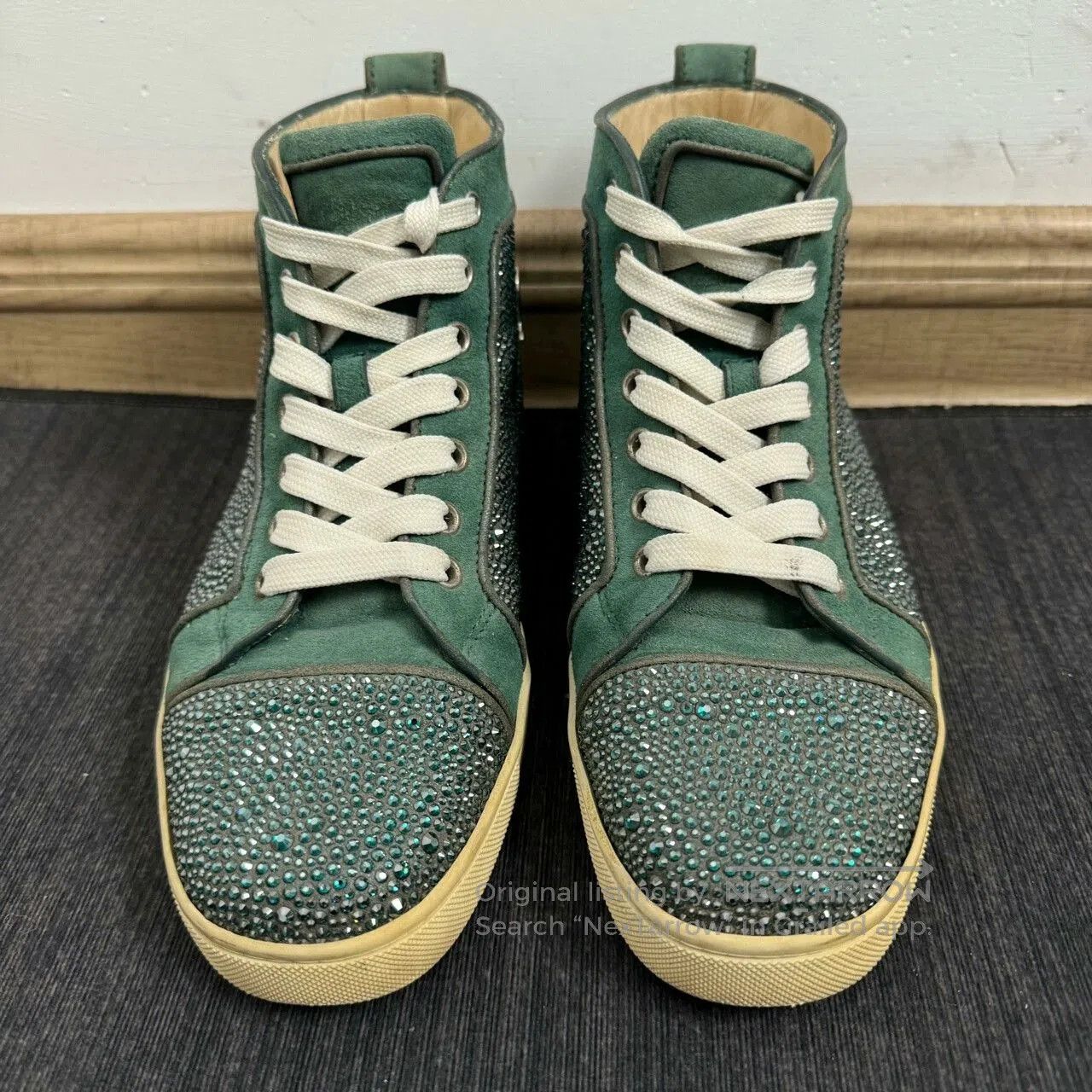 Christian Louboutin Christian Louboutin Green Suede High-Top Sneakers. Size US 8.5 / IT 38.5 - 1 Thumbnail