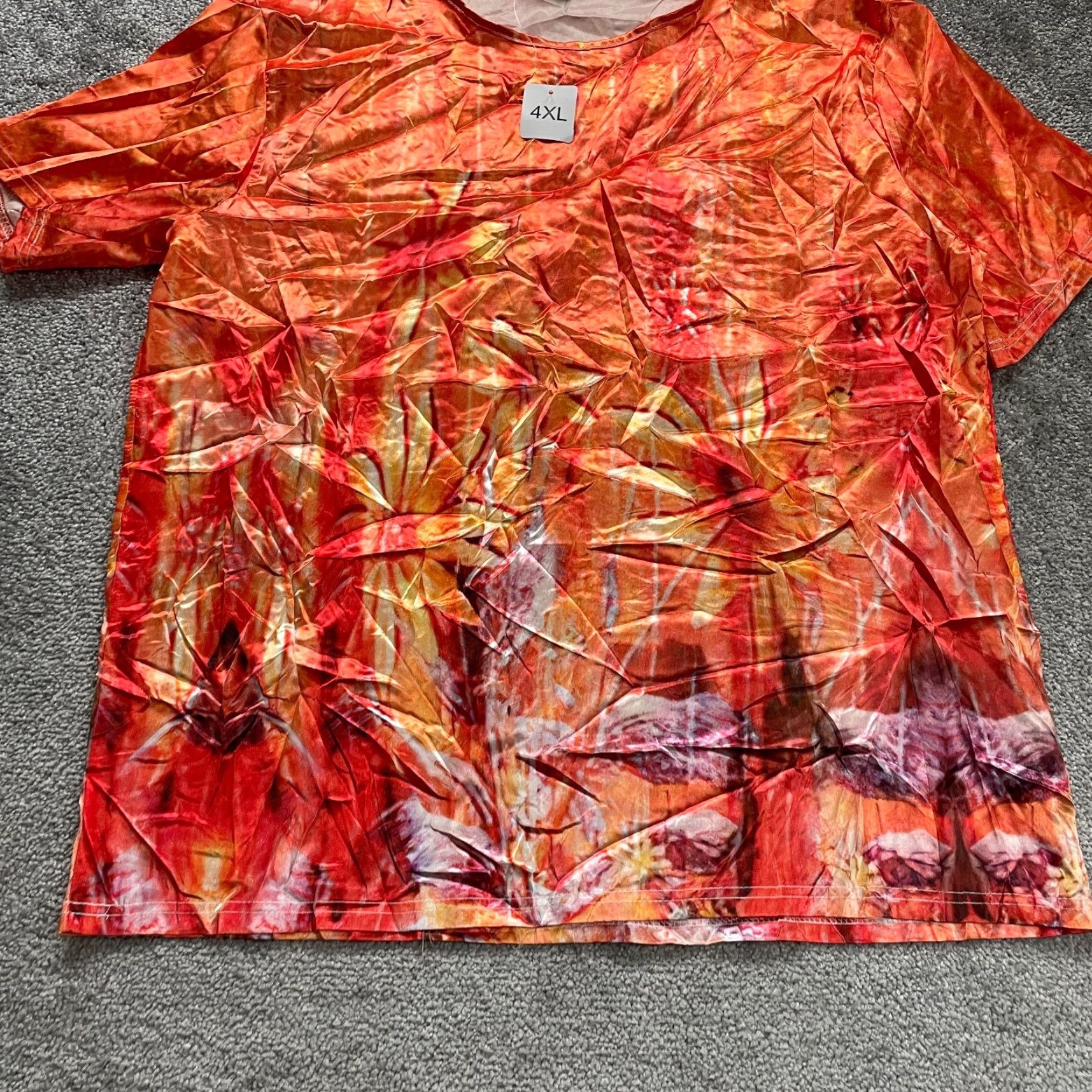 Vintage Unbranded T-shirt Womens 4XL Orange All Over Print Round Neck NWT Vintage: No Size XXL / US 16-18 / IT 52-54 - 3 Thumbnail