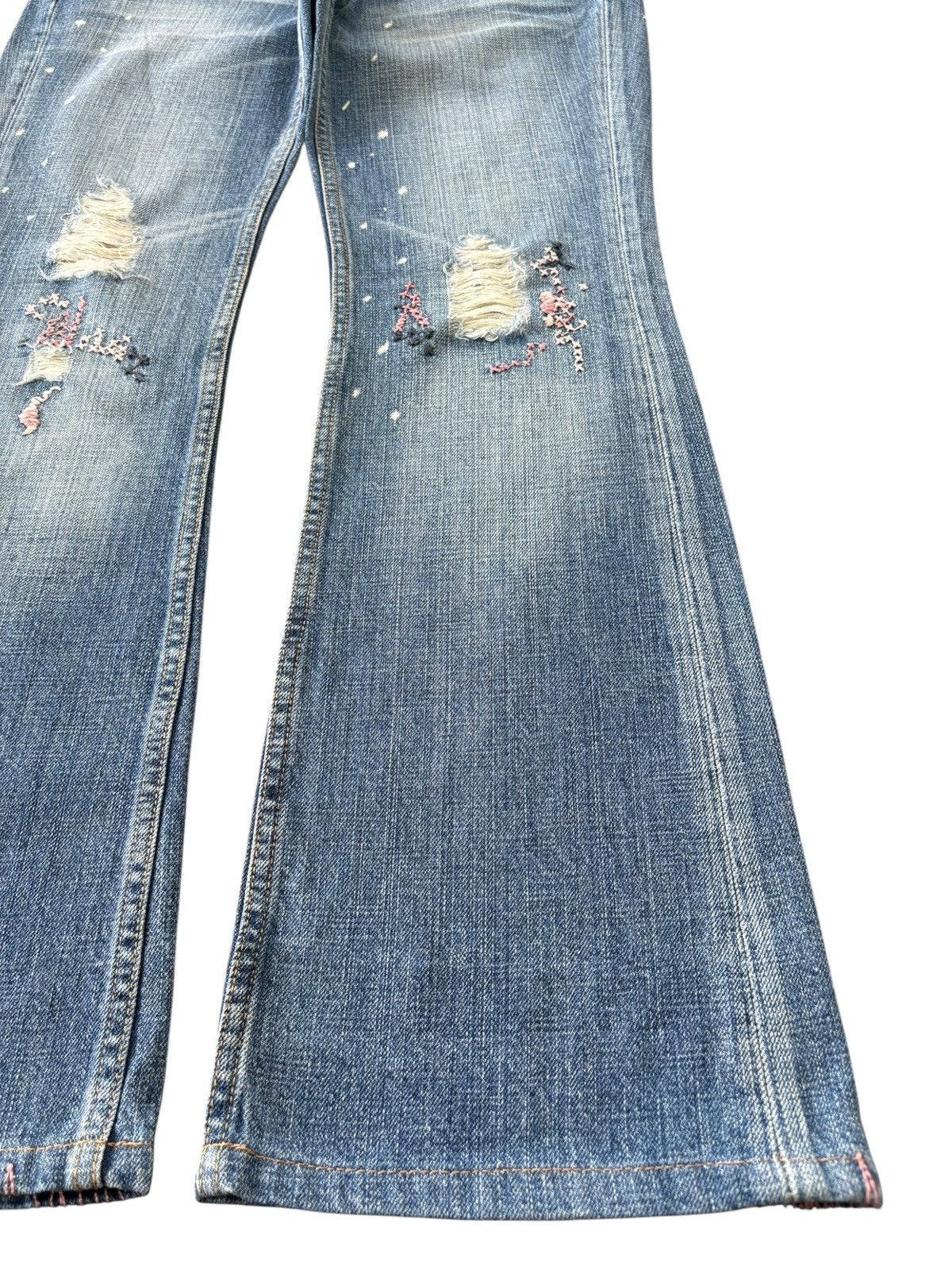 Levi's Vintage 90s Levis 553 Flare Rare Design Distressed Jeans Size 32" / US 10 / IT 46 - 7 Thumbnail