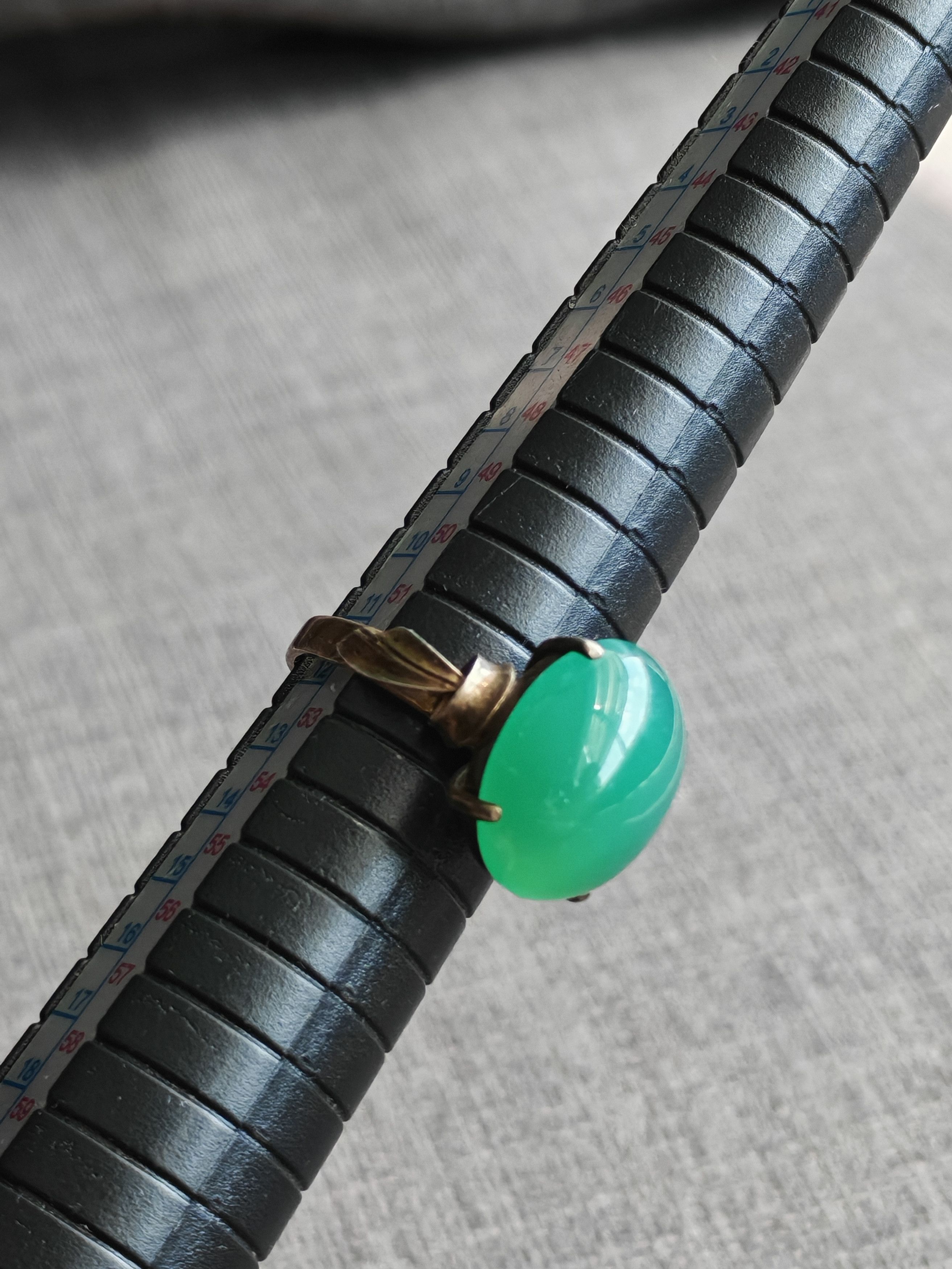 Other Vintage Silver 925 Ring With Green Oval Stone Size ONE SIZE - 10 Thumbnail