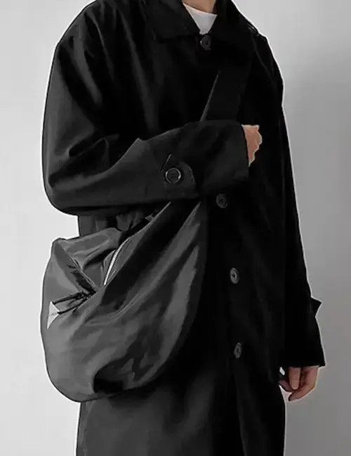 Utility Grunge Large Side Sling Bag Fanny Pack in Black, Men's