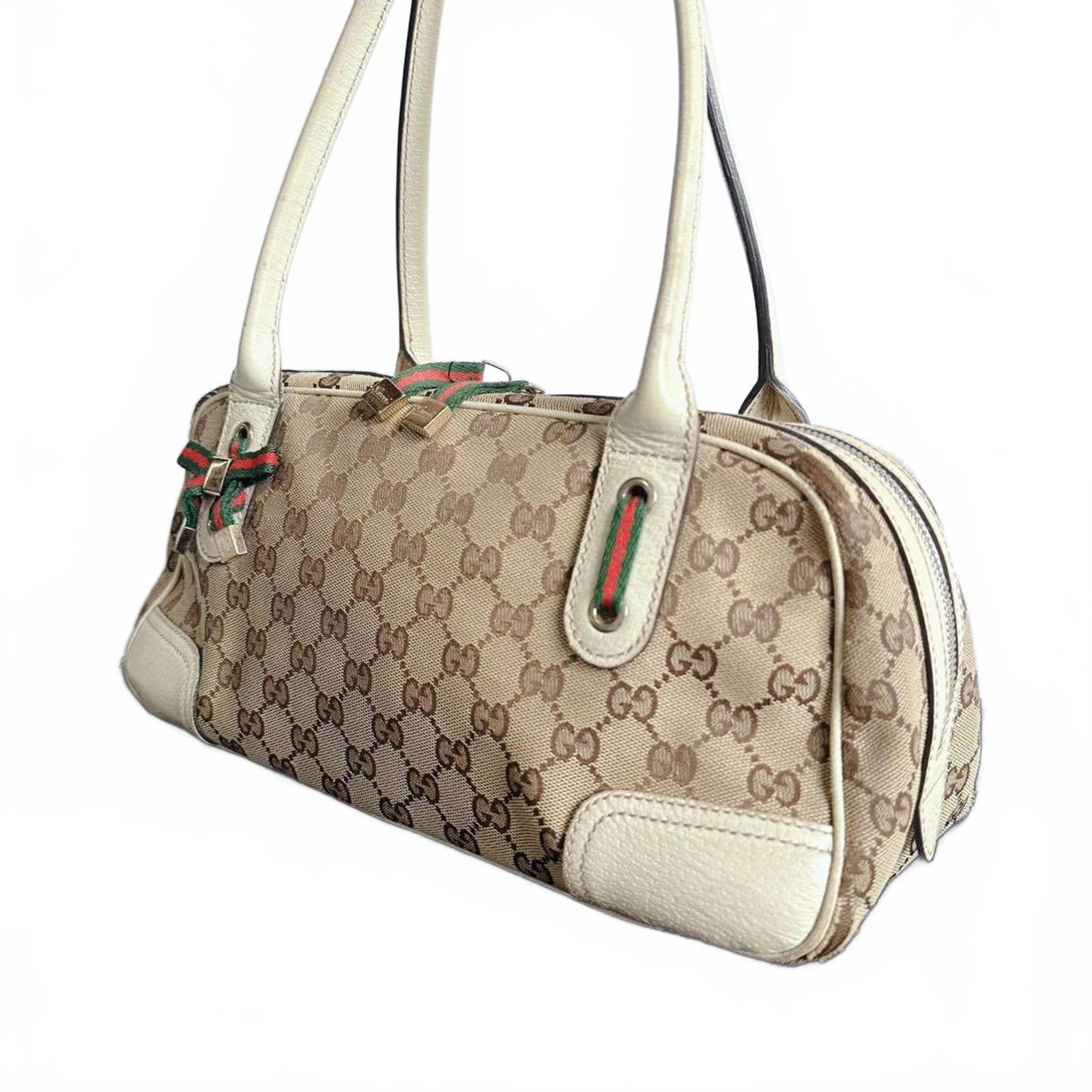 Gucci Gucci - Beige GG Canvas Bow Accent Satchel Bag Size ONE SIZE - 2 Thumbnail