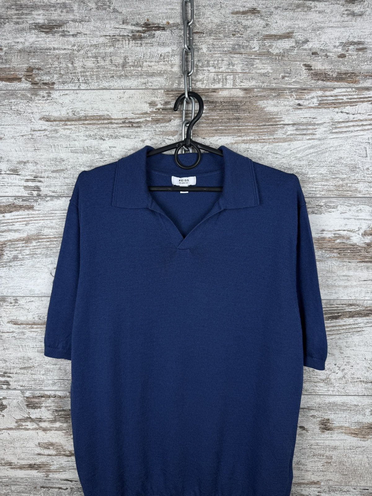 Reiss Mens Vintage Reiss polos merino wool T-shirt blue tee Size US L / EU 52-54 / 3 - 3 Thumbnail