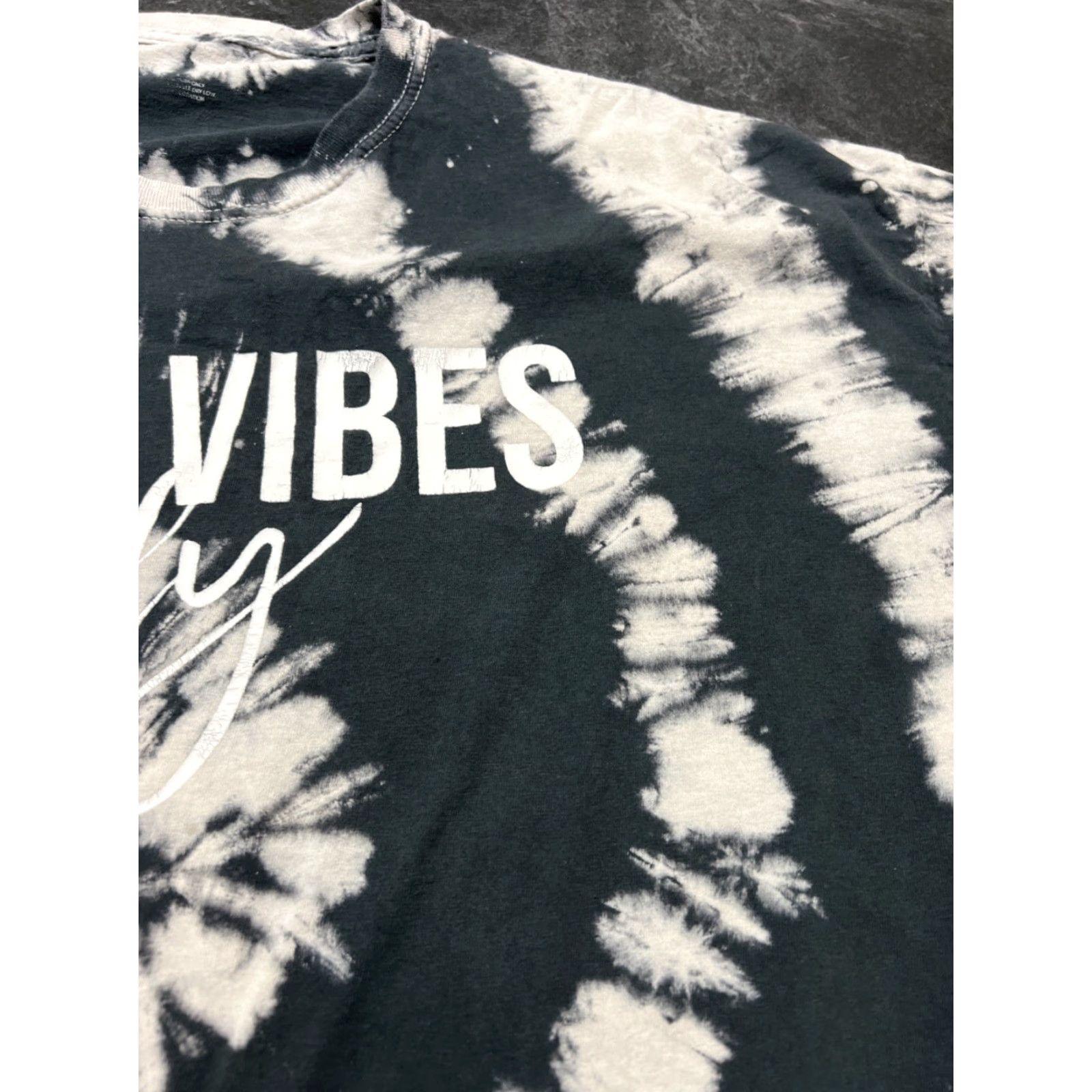 Fashion Nova Fashion Nova Women's XL T-Shirt Black & White Tie Dye Crew Neck Short Sleeve Logo Cotton All Seasons Size XL / US 12-14 / IT 48-50 - 3 Thumbnail