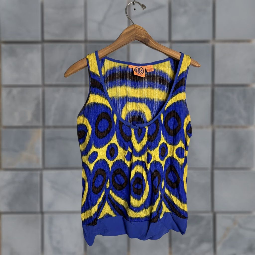 Tory Burch Tory Burch Tank Top Womens 4 Ikat Print Silk Sleeveless Boho Blouse Shirt Size S / US 4 / IT 40 - 1 Thumbnail