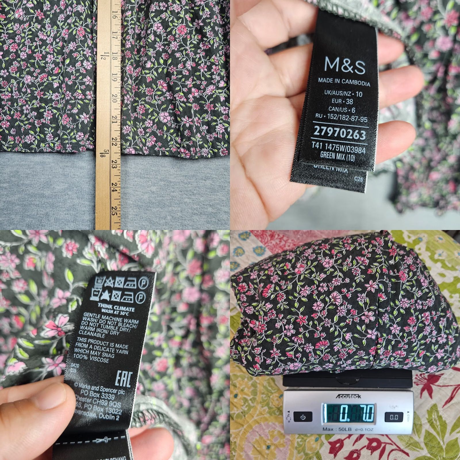 Marks & Spencer Marks & Spencer Collection Blouse Women's Size 10 Floral Printed Multicolor Round Neck Long Sleeve Casual Shirt Size L / US 10 / IT 46 - 8 Thumbnail