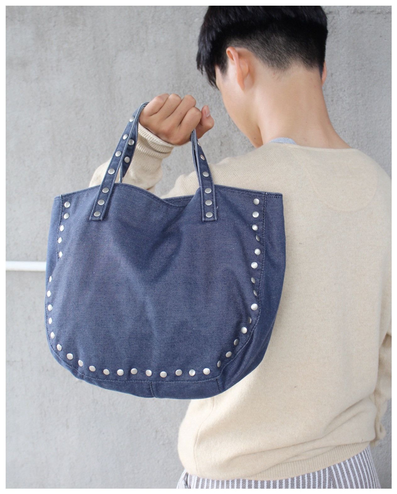 Hysteric Glamour 2000S LE COEUR BLANC RIVET SOUL DENIM TOTE BAG Size ONE SIZE - 3 Thumbnail