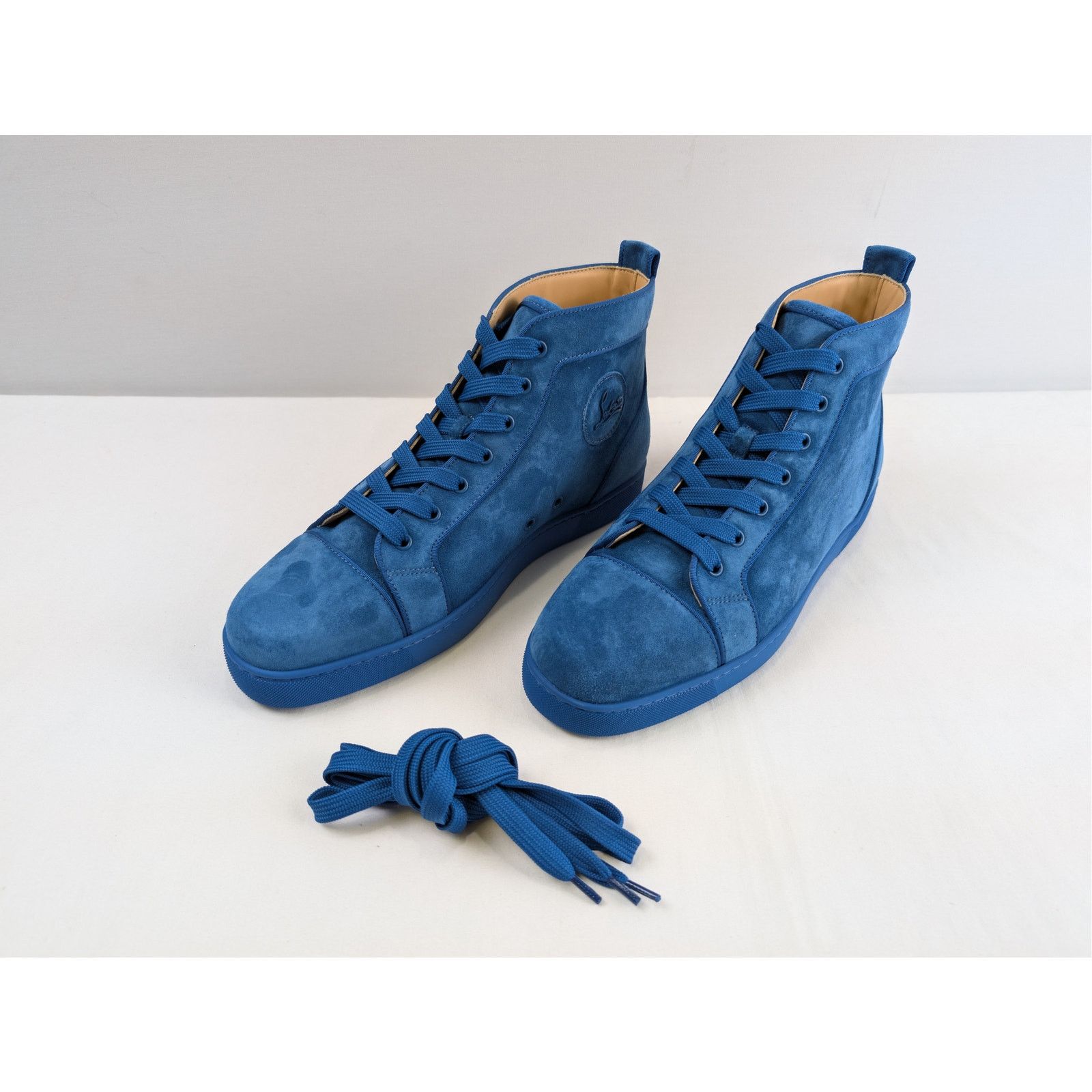Christian Louboutin o1rshd1 Louis Orlato flat high-top sneaker in blue suede Size US 12 / EU 45 - 8 Thumbnail