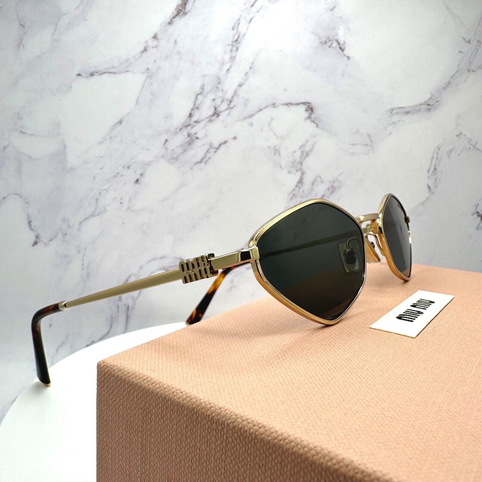 Miu Miu New MIU MIU Runway Hexagon Gold Metal Sunglasses Logo Size ONE SIZE - 22 Thumbnail