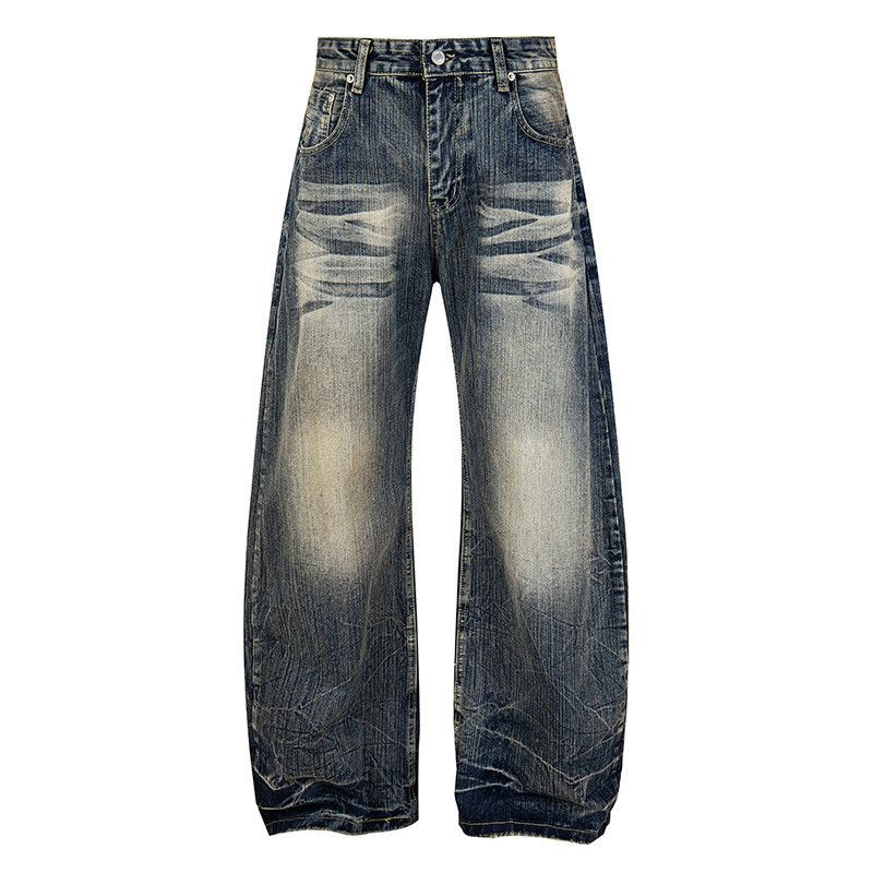 Vintage Men's American Retro Lightning-Patterned Whiskered Jeans Size US 32 / EU 48 - 1 Thumbnail