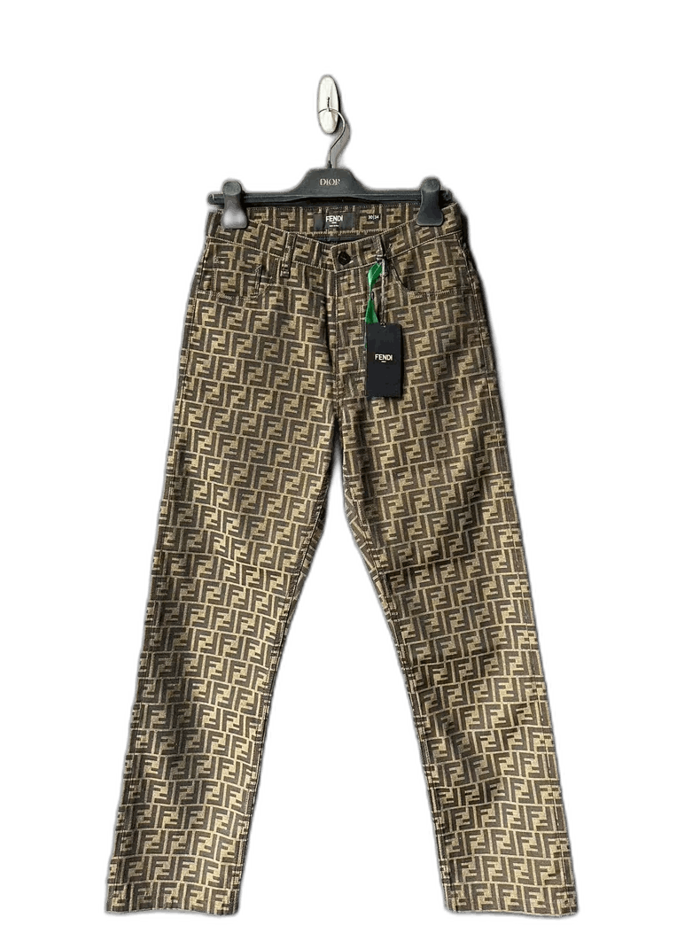 Fendi Brown Printed Denim Pants Size 30