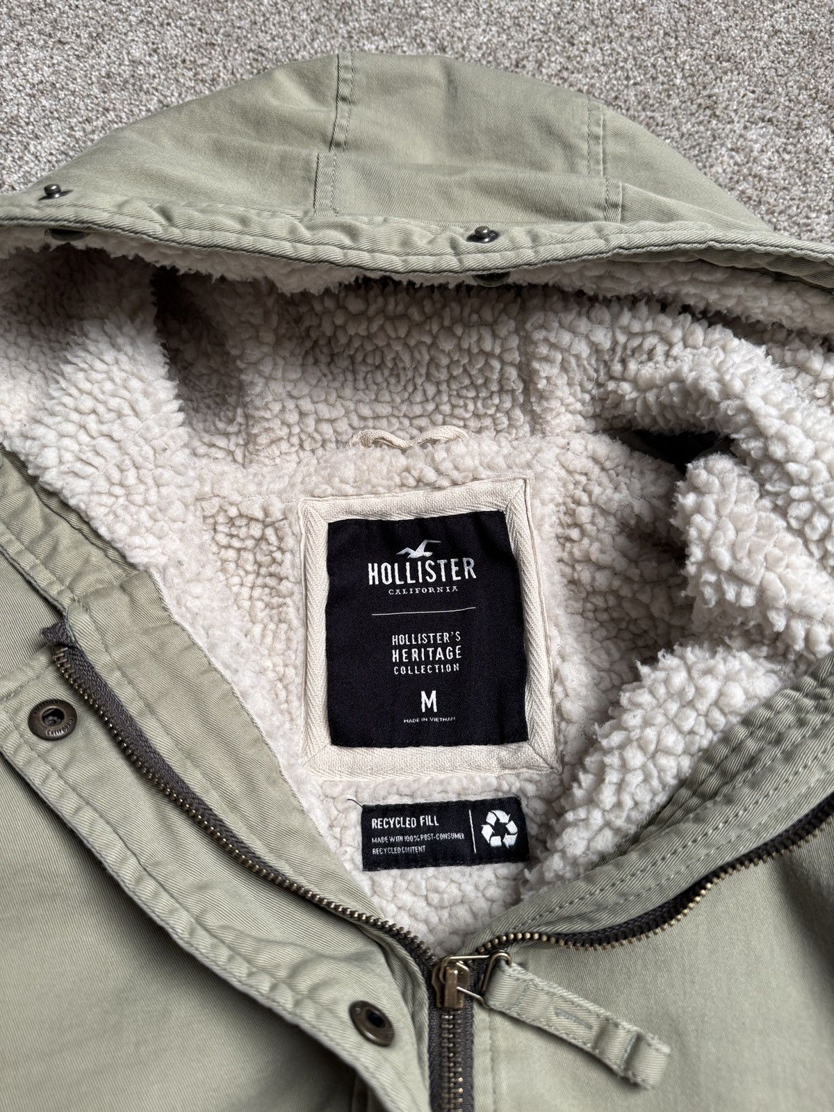 Hollister HOLLISTER PALE SAGE SHERPA-LINED HOODED JACKET Size M / US 6-8 / IT 42-44 - 3 Thumbnail