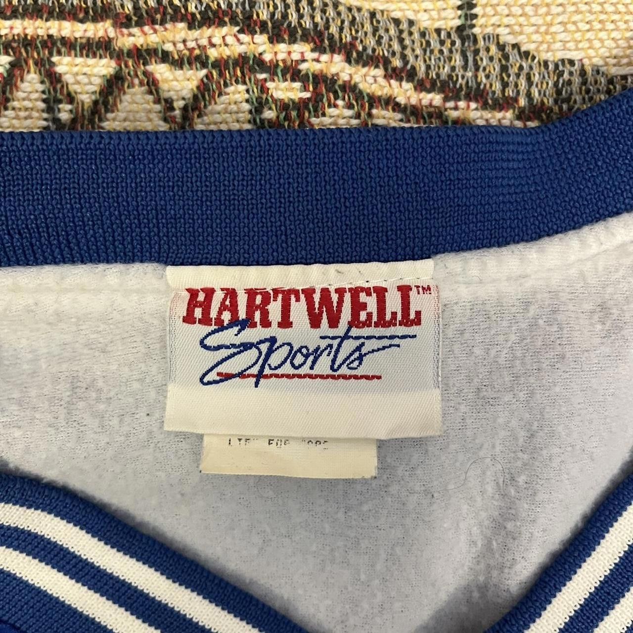 Designer Vintage 90s Blue and White Trinity Hockey v-neck Pullover Size US XL / EU 56 / 4 - 3 Thumbnail