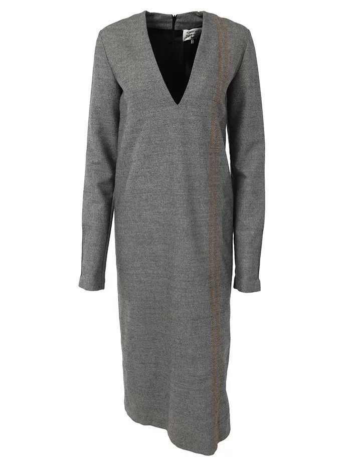 Maison Margiela Gray Twill Deep V-Neck Robe Size S / US 4 / IT 40 - 1 Thumbnail