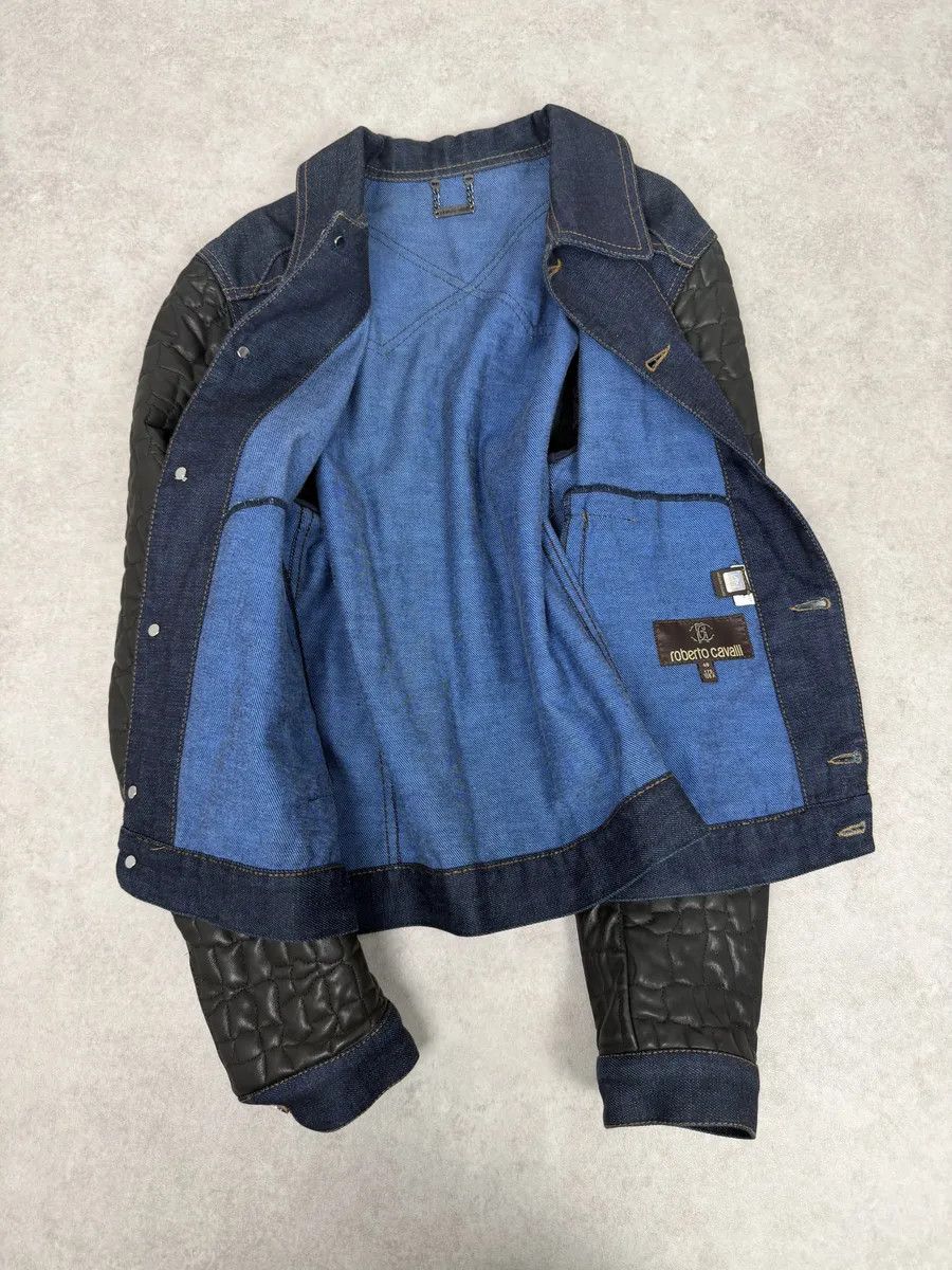 Roberto Cavalli 2010s Roberto Cavalli Brut Denim & Leather Premium Jacket Size US S / EU 44-46 / 1 - 8 Thumbnail