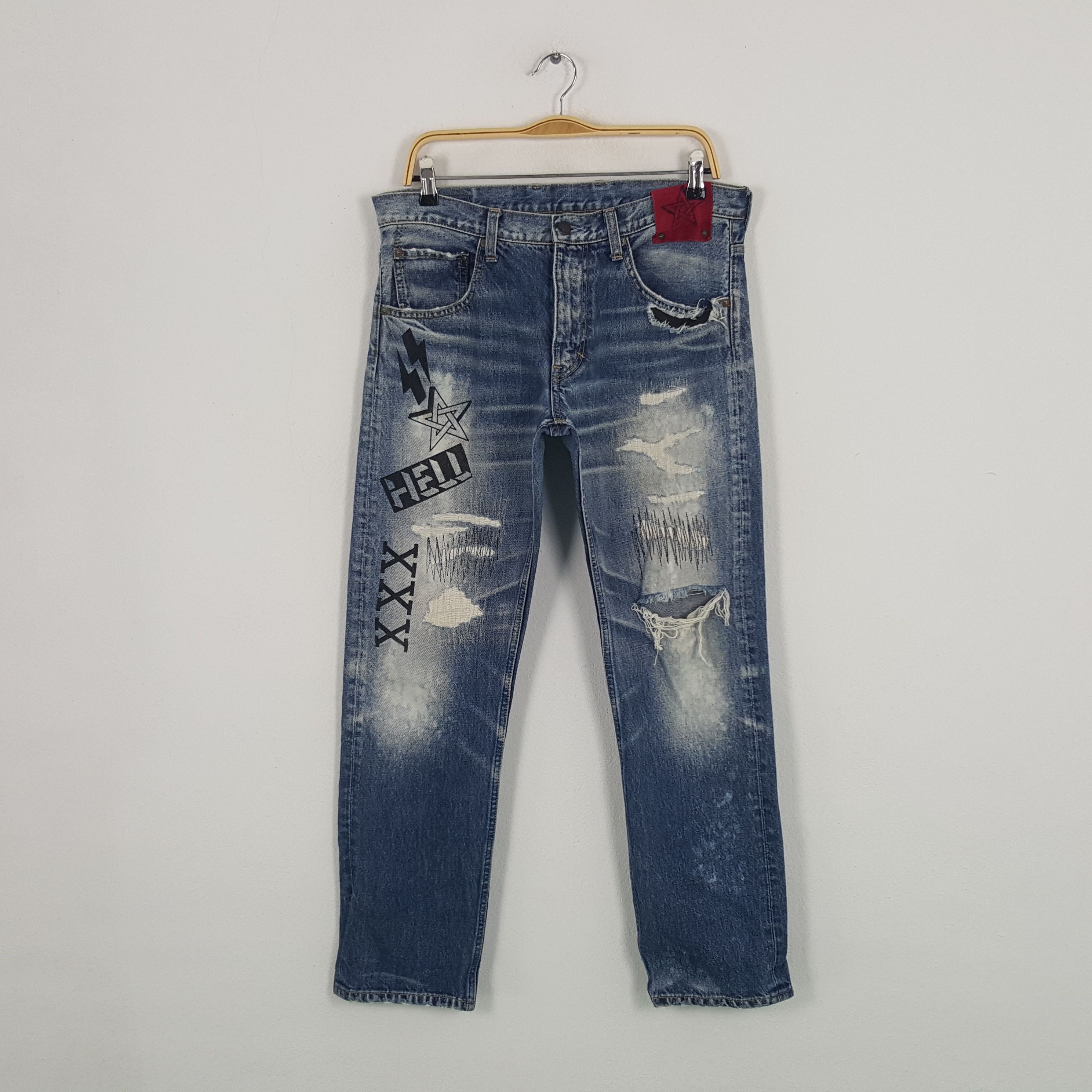 If Six Was Nine × Japanese Brand × Vintage Vintage RNA Sweats Bloods Distressed Style Denim Jeans Size US 33 - 1 Thumbnail