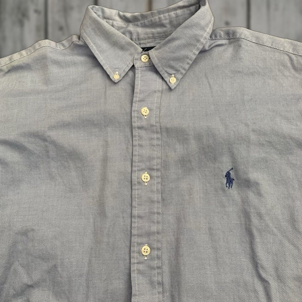 Ralph Lauren Ralph Lauren Dress Shirt Mens 16.5-34/35 Blue YARMOUTH Button Up 100% Cotton Shirt Dress Shirt Button-Down Casual Business Formal Size 42R - 1 Thumbnail