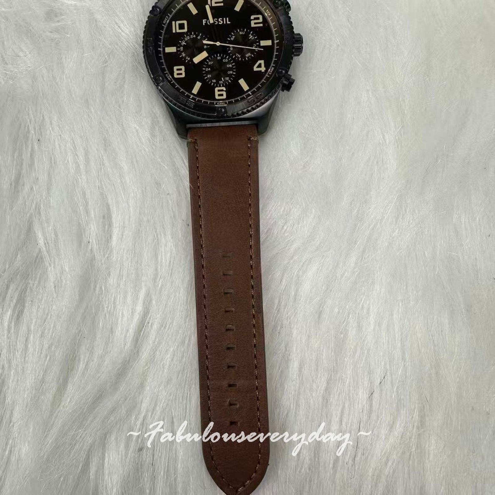 Fossil FOSSIL Men Brox Multifunction Brown Leather Watch Black Dial Size ONE SIZE - 6 Thumbnail