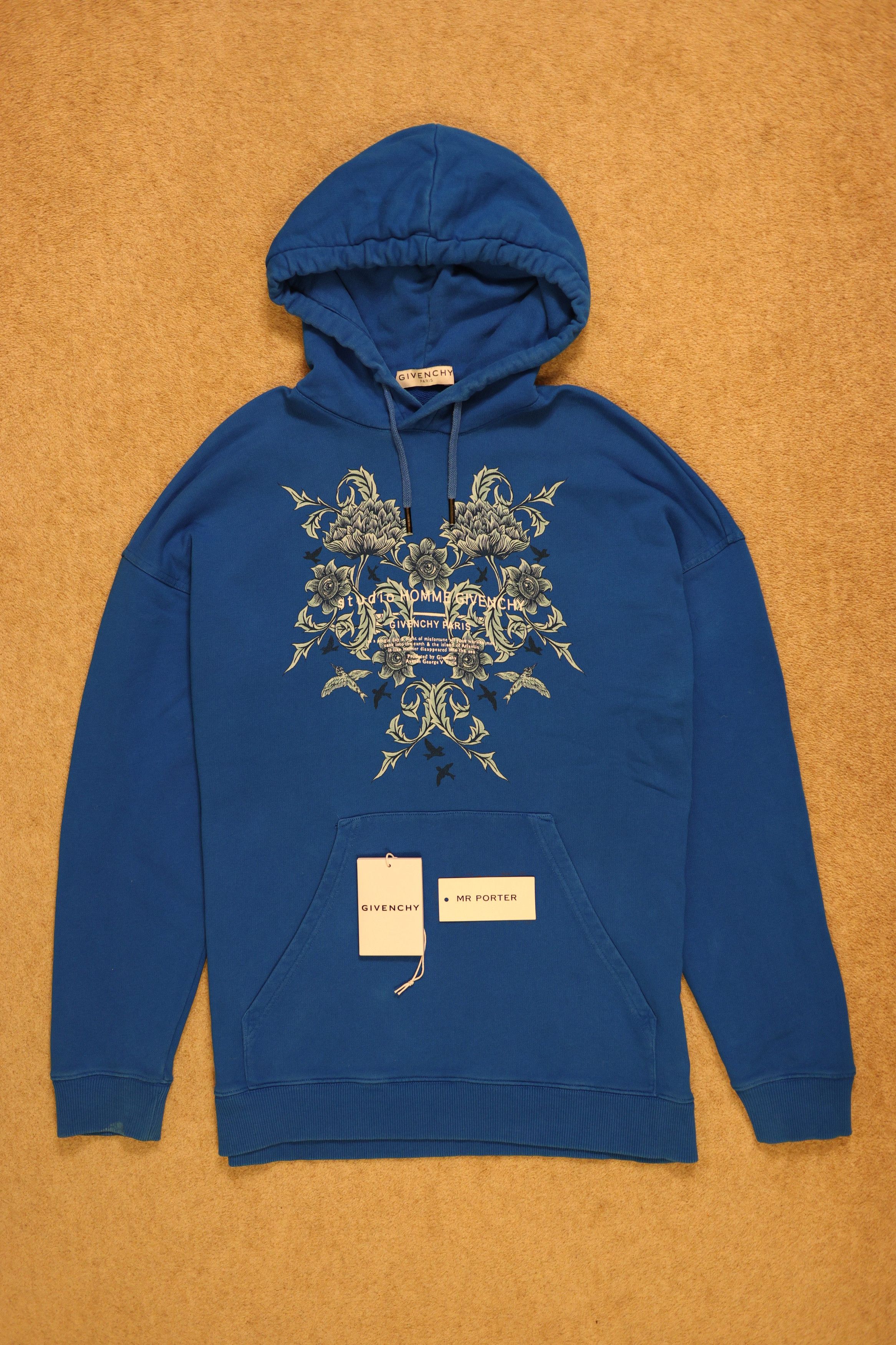 image of Givenchy Studio Homme Blue Poseidon Hoodie in Ocean Blue, Men's (Size Small)