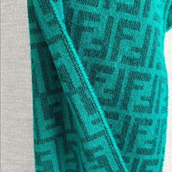 Fendi VTG Fendi Green Fringe Black Logo Scarf Wrap Size ONE SIZE - 5 Thumbnail
