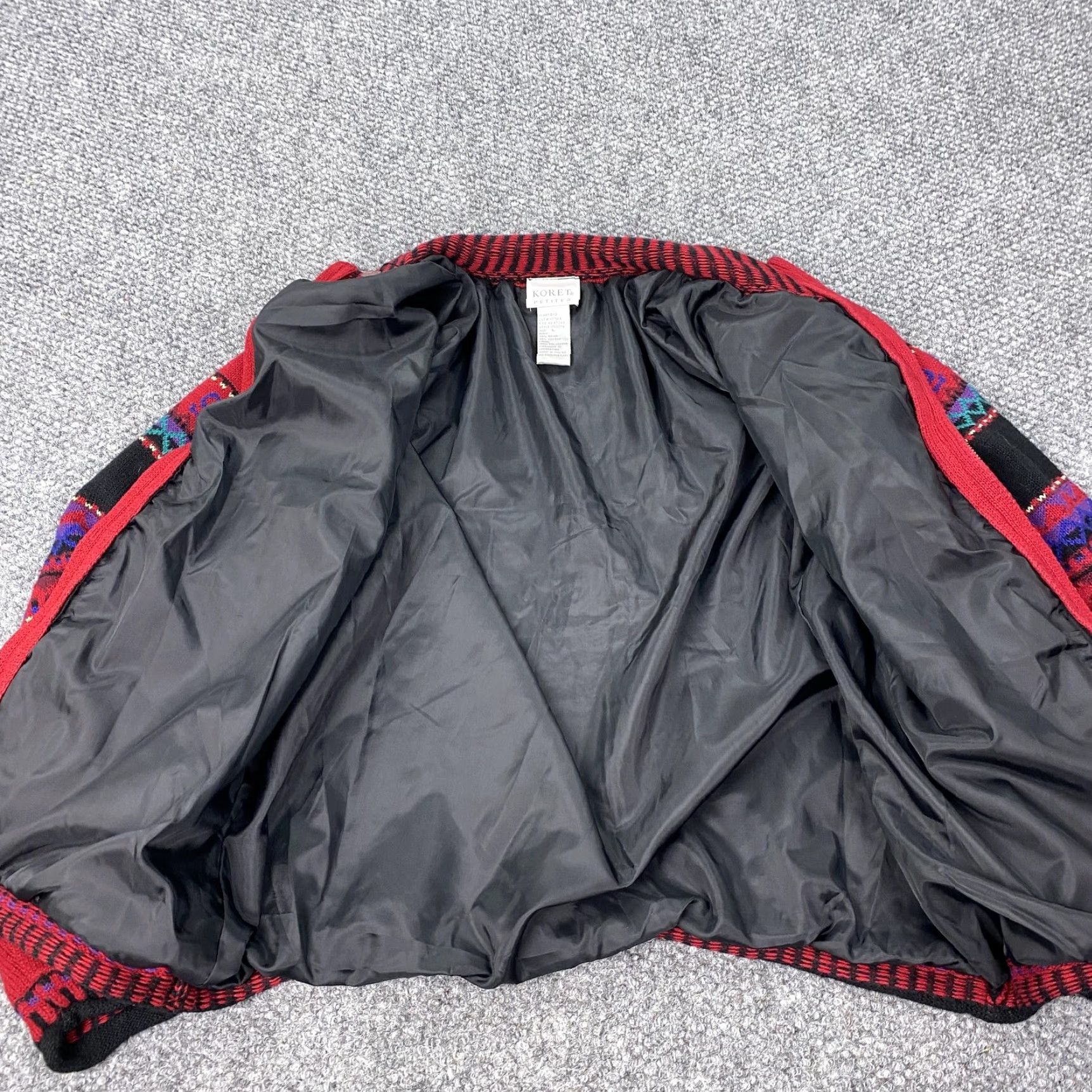 Vintage VINTAGE Koret Jacket Womens Large Red Floral Embroidered Knit Full Zip Lined Petites Bohemian Women Size L / US 10 / IT 46 - 5 Thumbnail