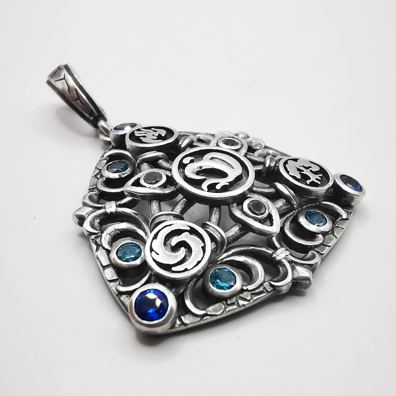 Vintage Vintage Pendant 925 Sterling Silver Sapphire, Topaz 7,15g Size ONE SIZE - 2 Thumbnail