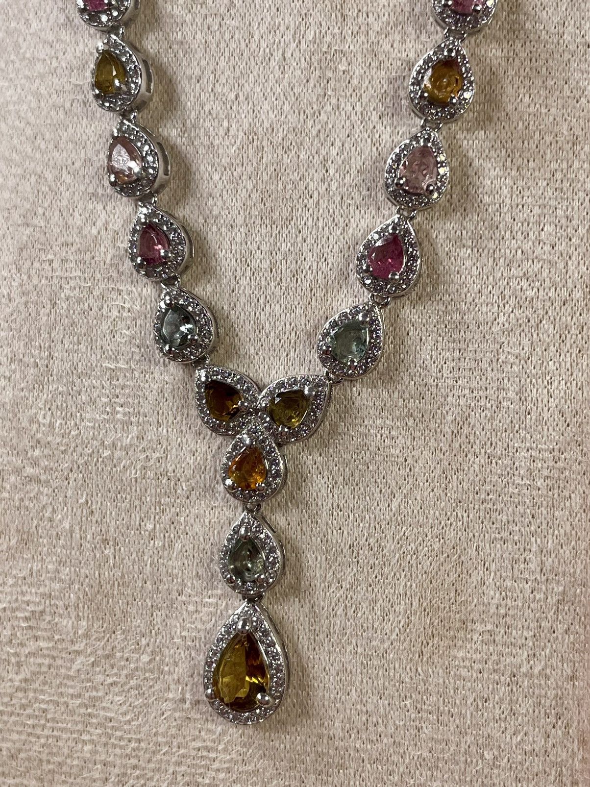 Other 14.25ct Tourmaline & White Topaz Silver Necklace Size ONE SIZE - 7 Thumbnail