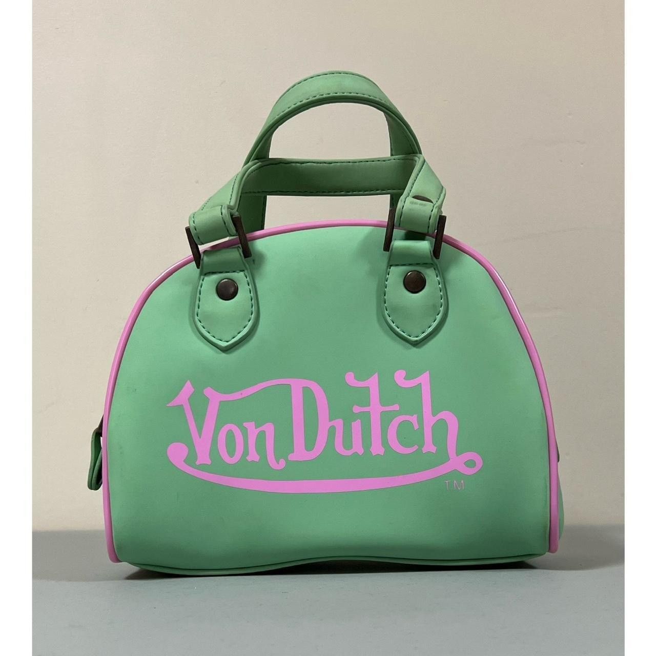 Von Dutch Green Pink Bowling Bag Purse Handbag Pocketbook 💚🩷