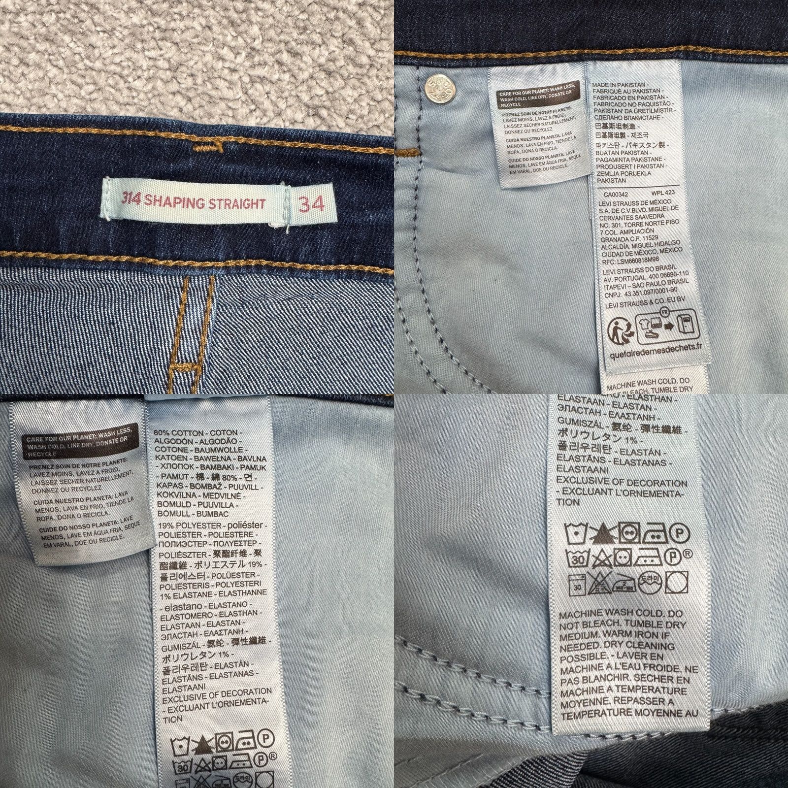 Levi's Levi's 314 Shaping Straight Denim Jeans Women 34 Blue Dark Wash Mid Rise Stretch Blue Size 24" / US 00 / IT 34 - 8 Thumbnail