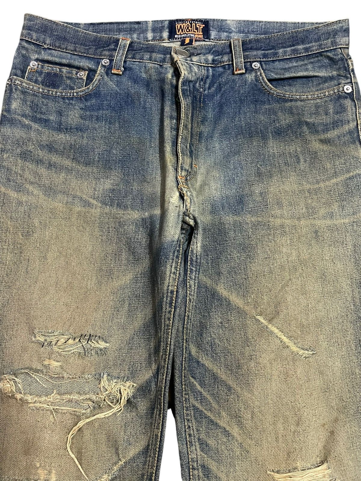 W&LT Vintage W&LT Kiss The Future Mud Wash Distress Bootcut Jeans Size US 32 / EU 48 - 3 Thumbnail