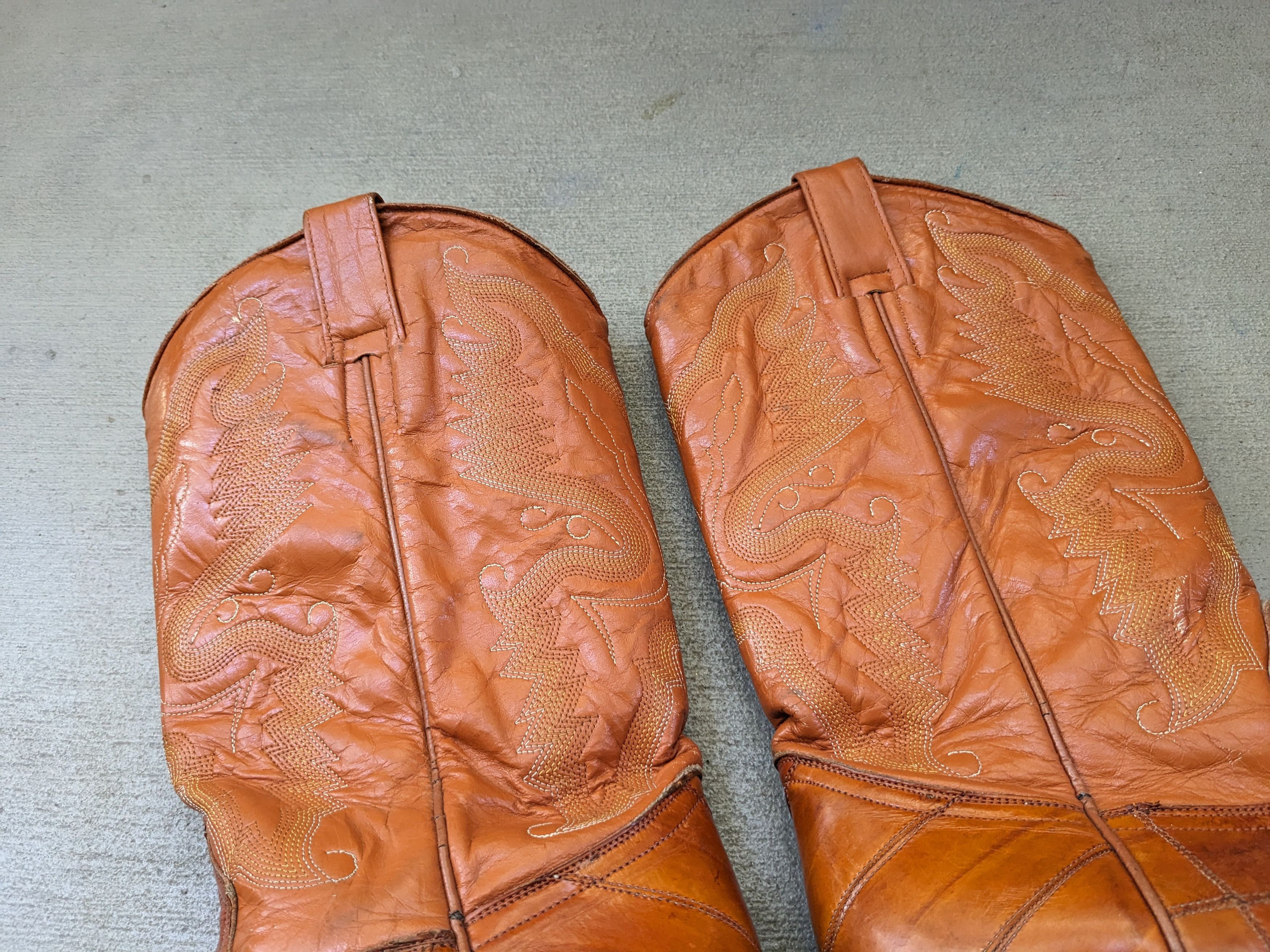 Vintage Eel Cowboy Boots Brown 8.5 Leather Mexico Botas Ranchwear Size US 8.5 / EU 41-42 - 3 Thumbnail