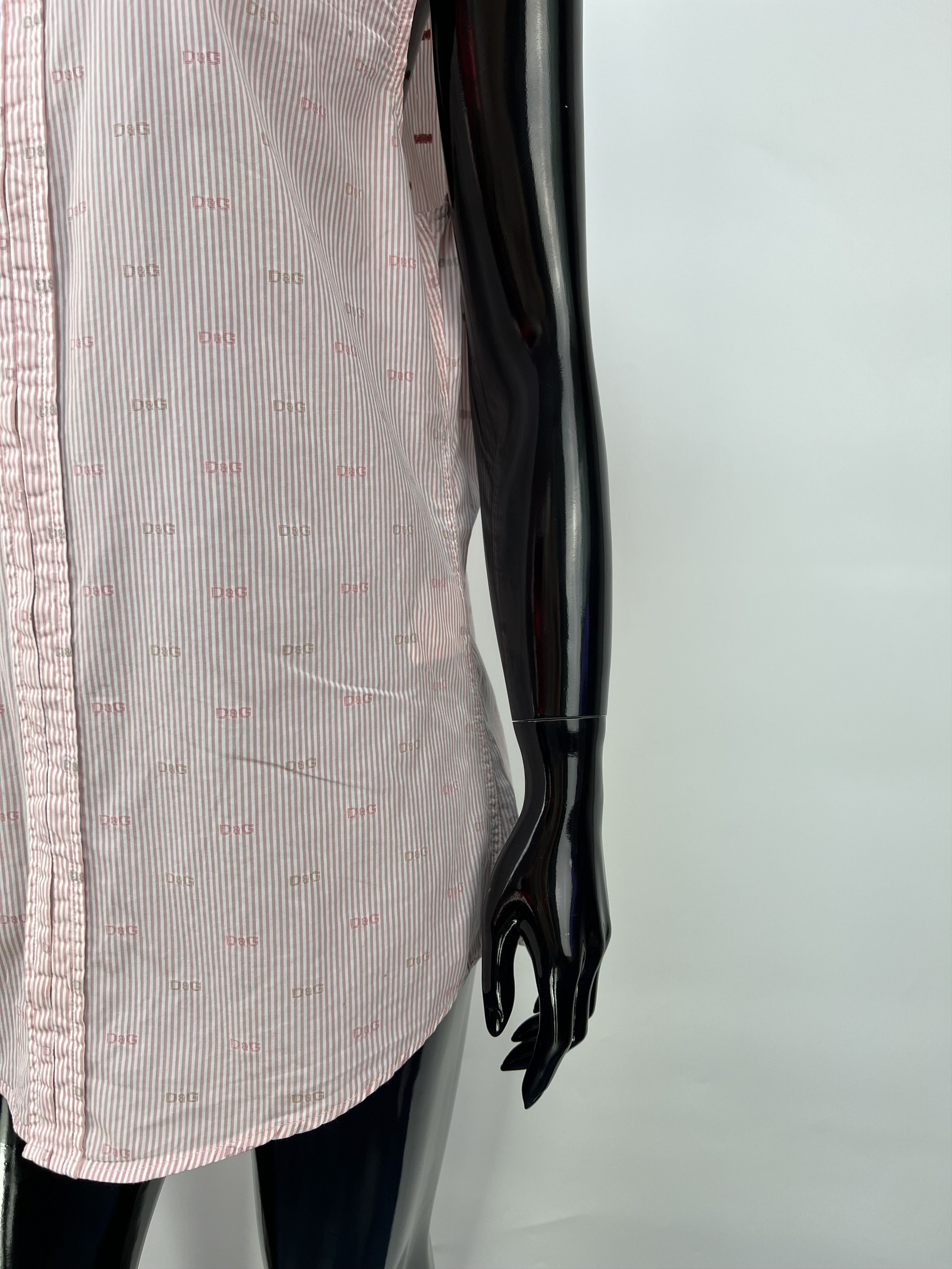 Dolce & Gabbana Dolce Gabbana Logo Sleeveless Stripe Button Up Shirt Size US L / EU 52-54 / 3 - 6 Thumbnail