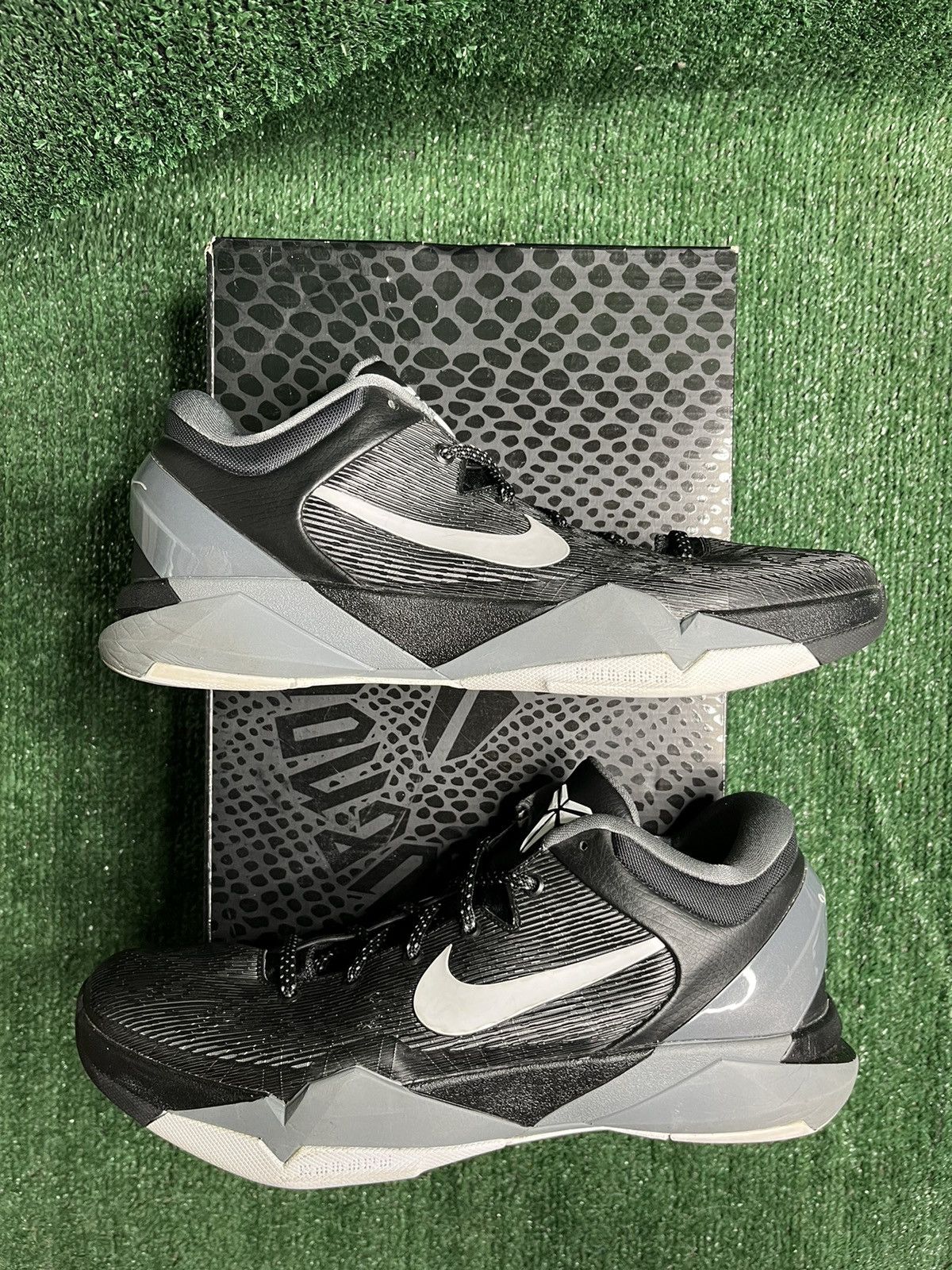 image of Nike Kobe 7 System Black Wolf Grey Shoes, Men's (Size 12)