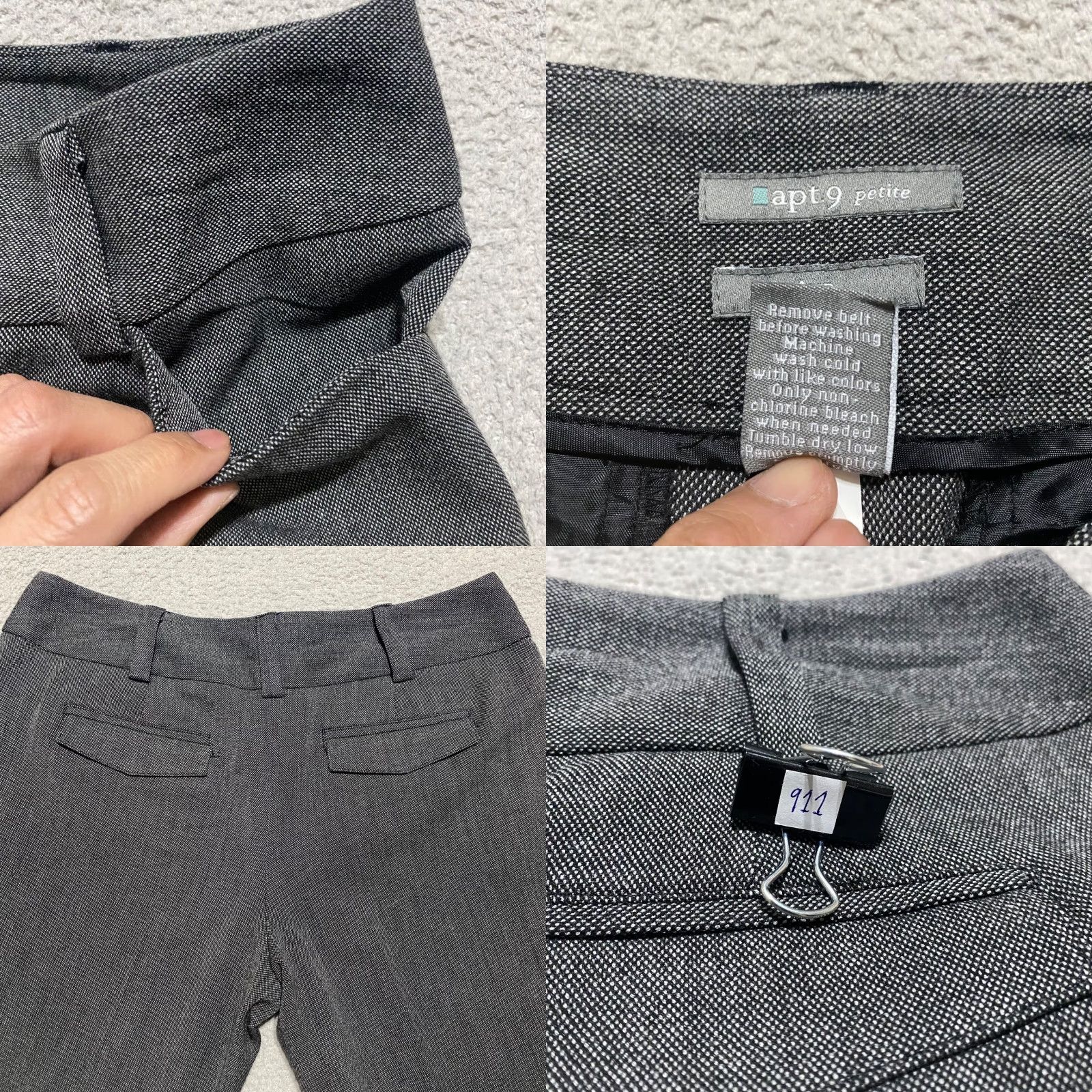 Apt. 9 Apt. 9 Womens Pants Dress Gray Wide-Leg High Rise 10P Petites Pockets Stretch Size 32" / US 10 / IT 46 - 8 Thumbnail