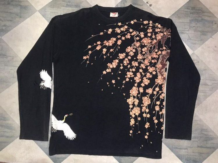 Other Embroidered Sakura Japanese Classic Script Longsleeve Size US L / EU 52-54 / 3 - 10 Thumbnail