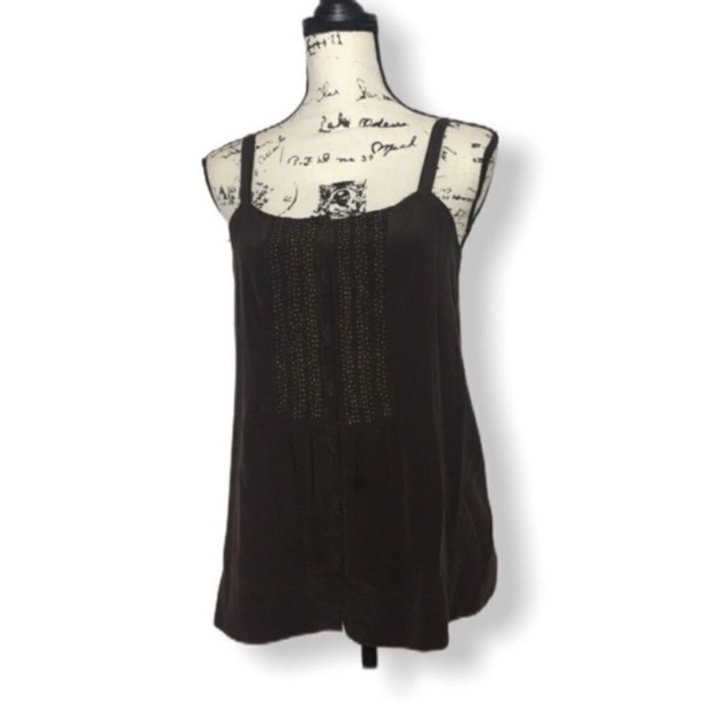 Joie Joie Silk Boho Tank Top Women’s Size Small Brown Beaded Butt Size S / US 4 / IT 40 - 1 Thumbnail